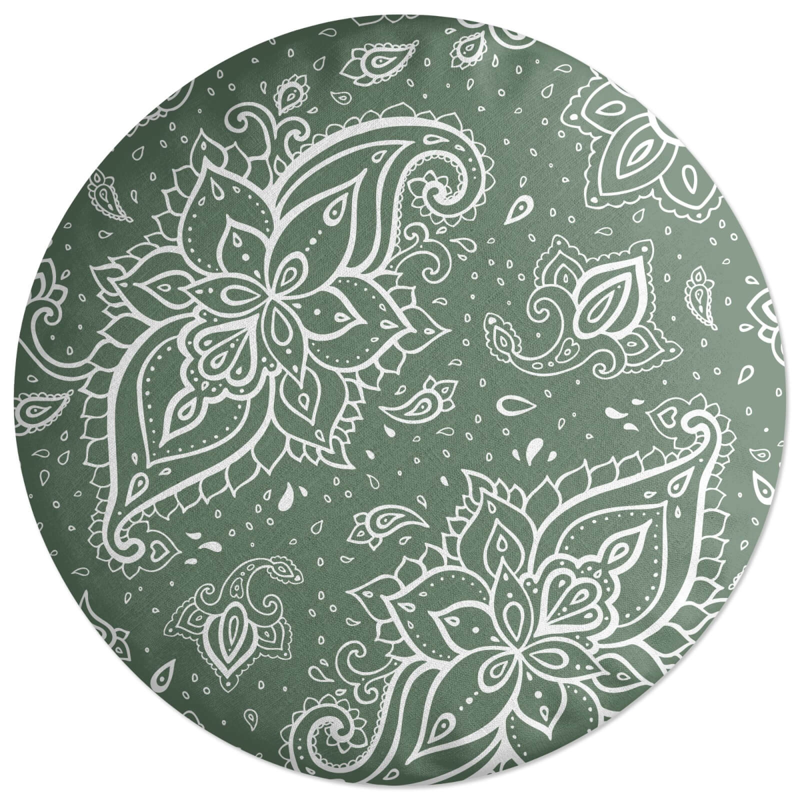 Khaki Paisley Round Cushion