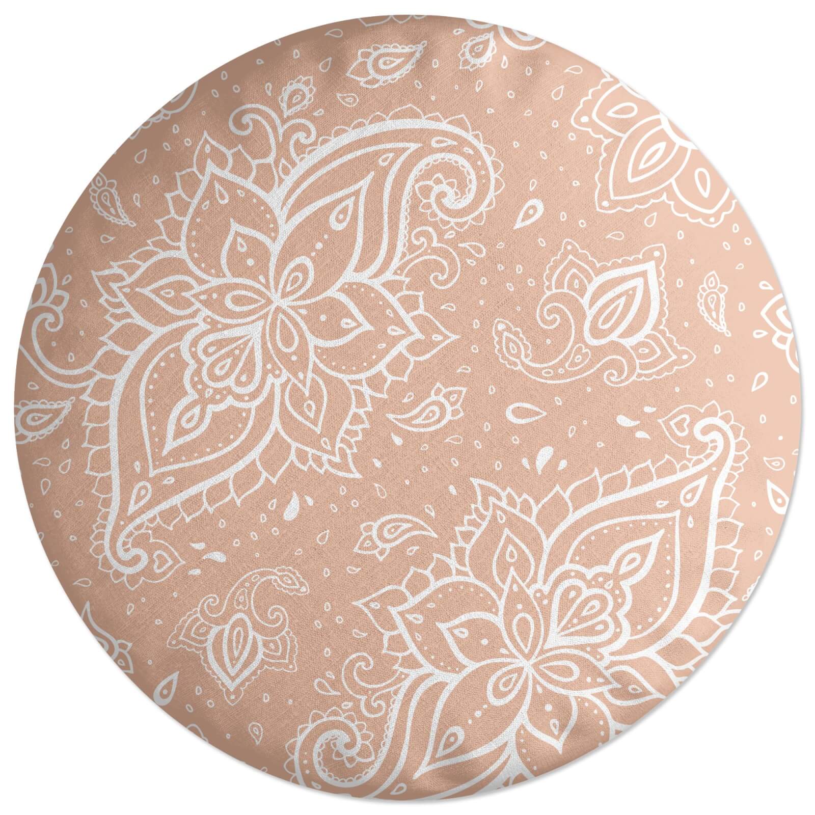 Beige Paisley Round Cushion