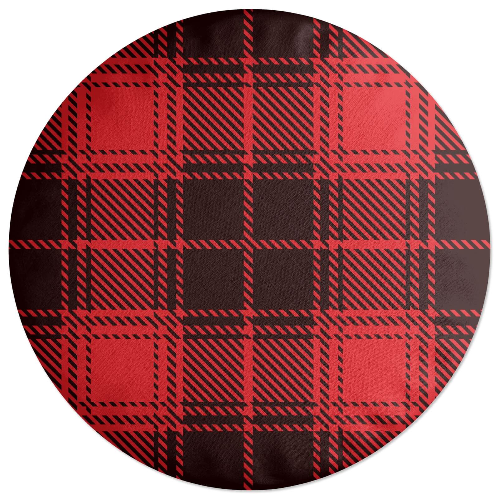 Red & Black Box Tartan Round Cushion