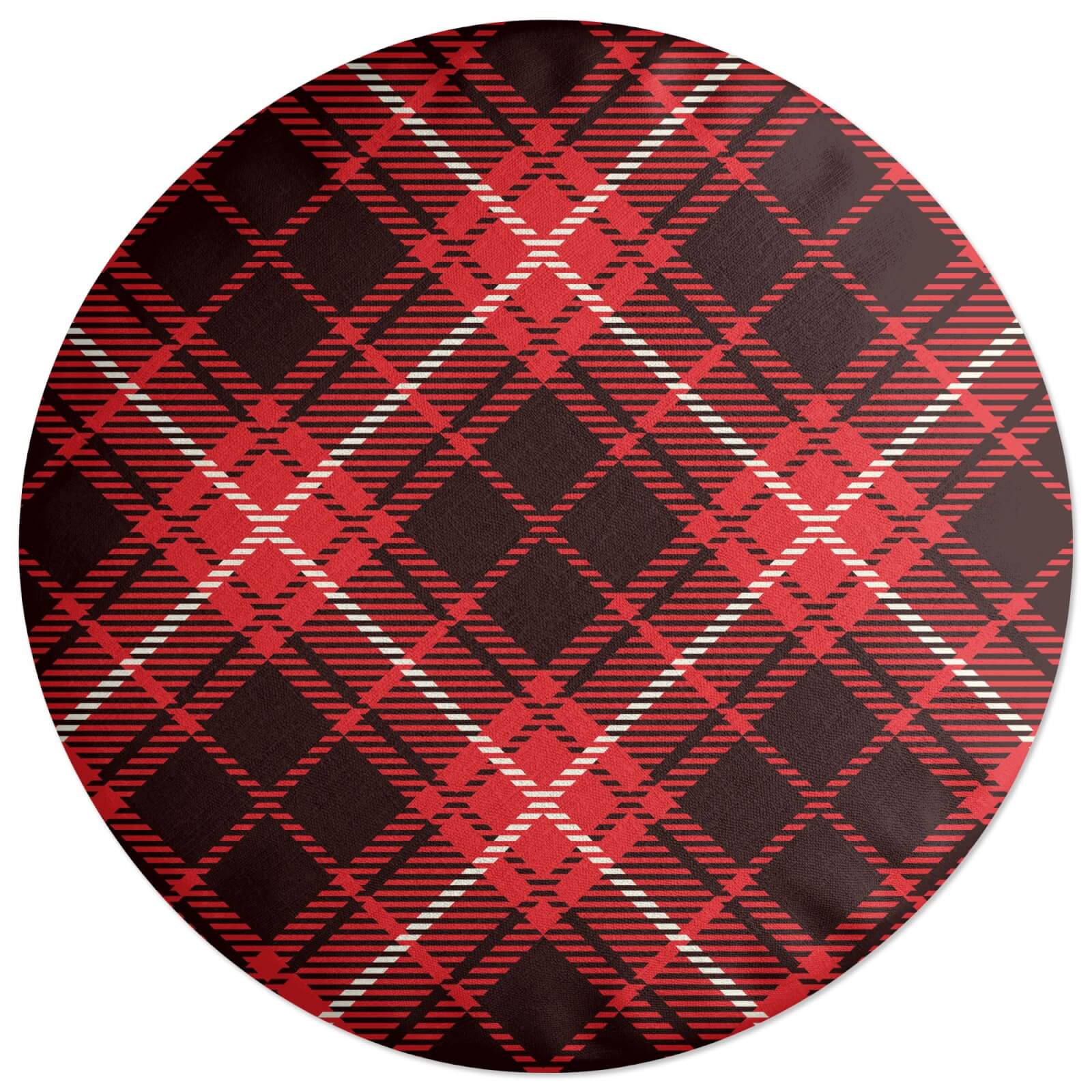 Diagonal Cross Tartan Round Cushion
