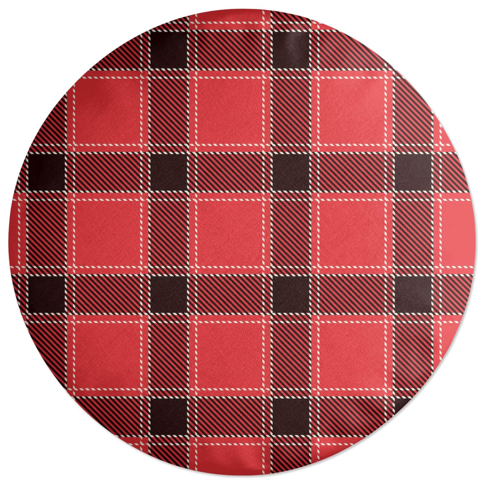 Red & Black Cross Tartan Round Cushion