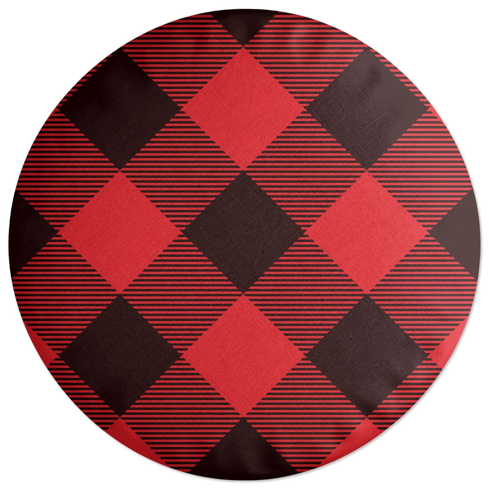 Red & Black Cross Tartan Round Cushion