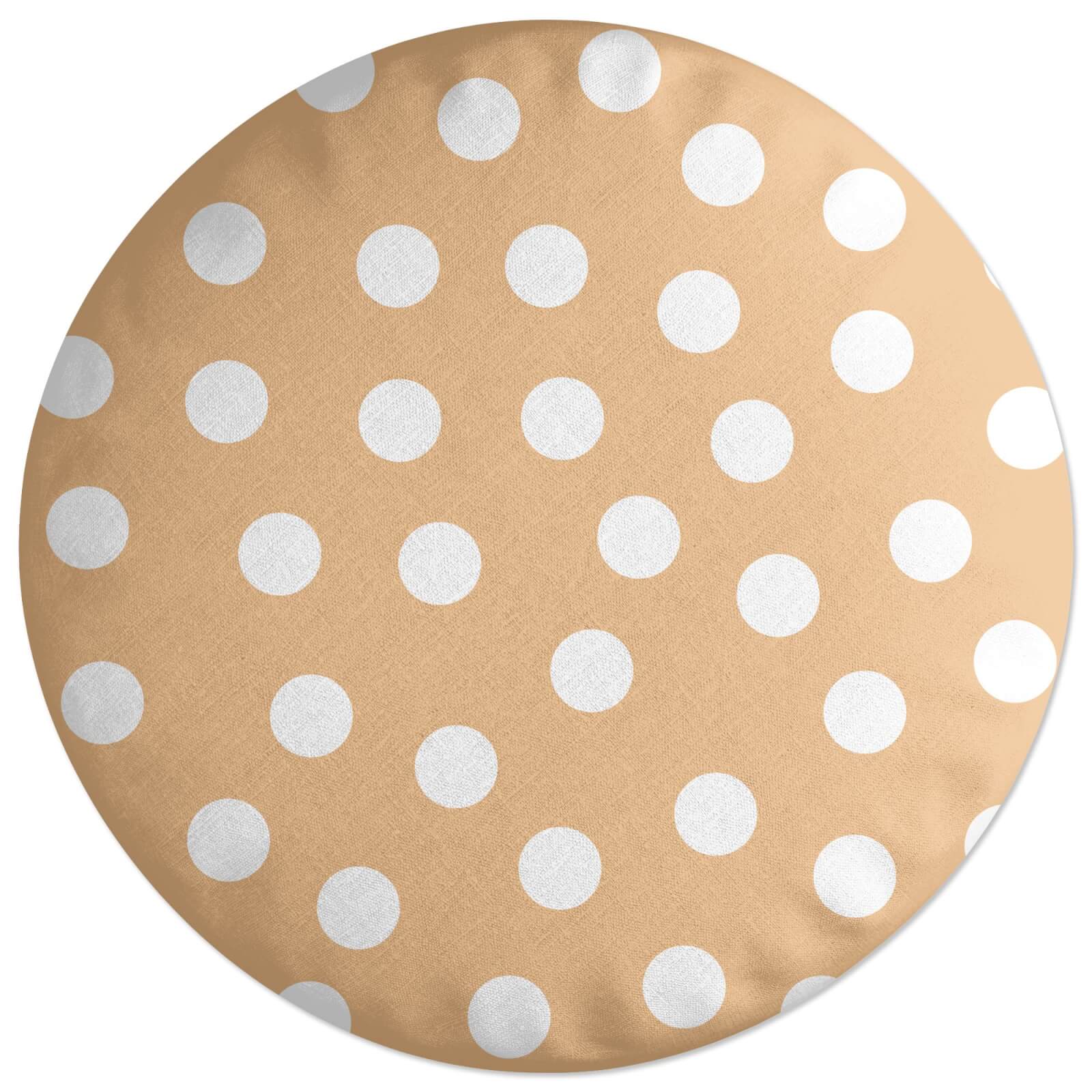 Beige Polka Dots Round Cushion