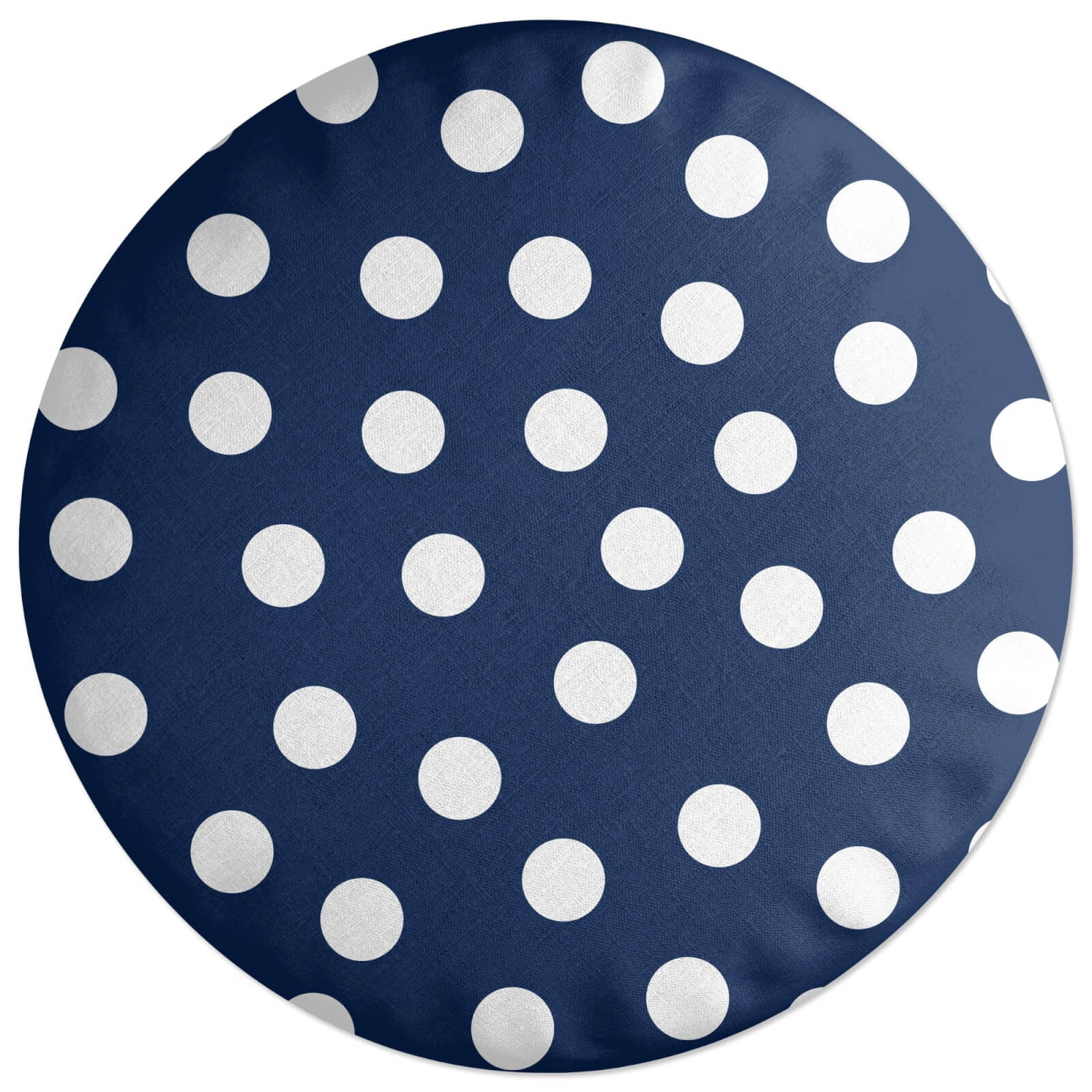 Navy Polka Dots Round Cushion