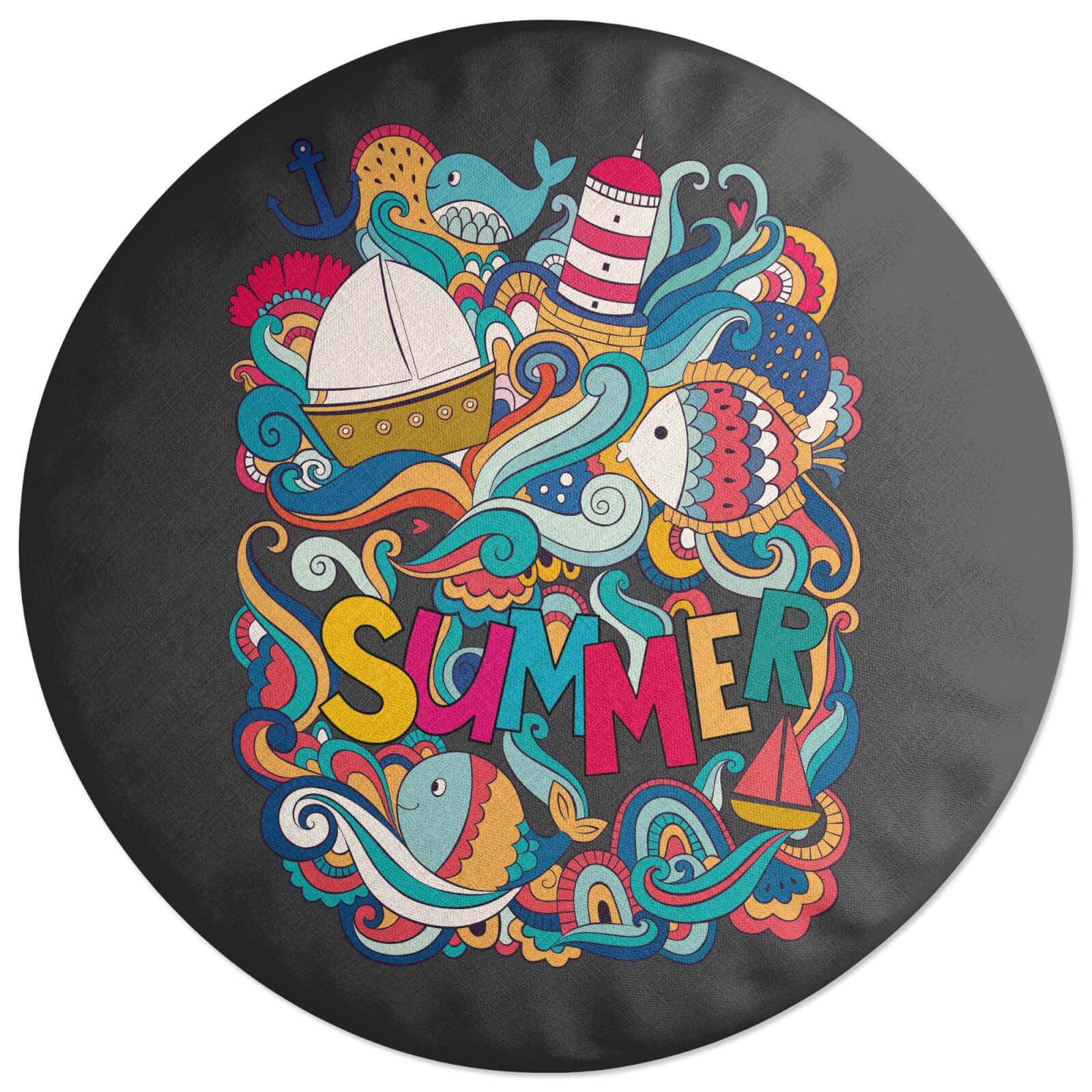 Summer Collage Round Cushion