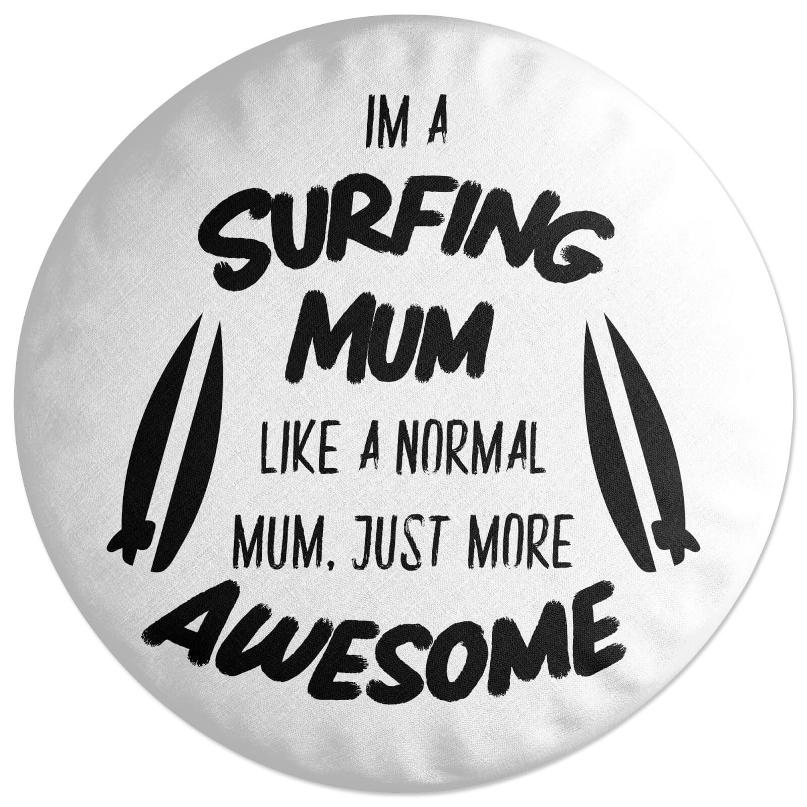 Surfing Mum Round Cushion