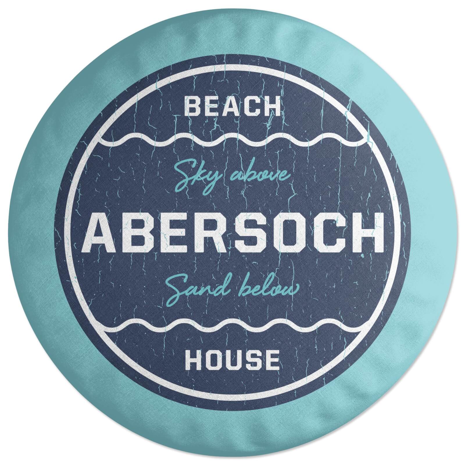Abersoch Beach Badge Round Cushion