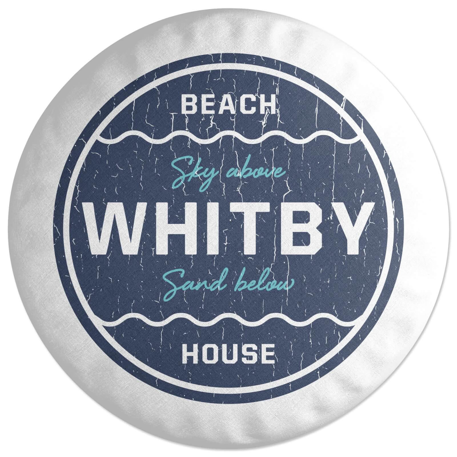 Whitby Beach Badge Round Cushion