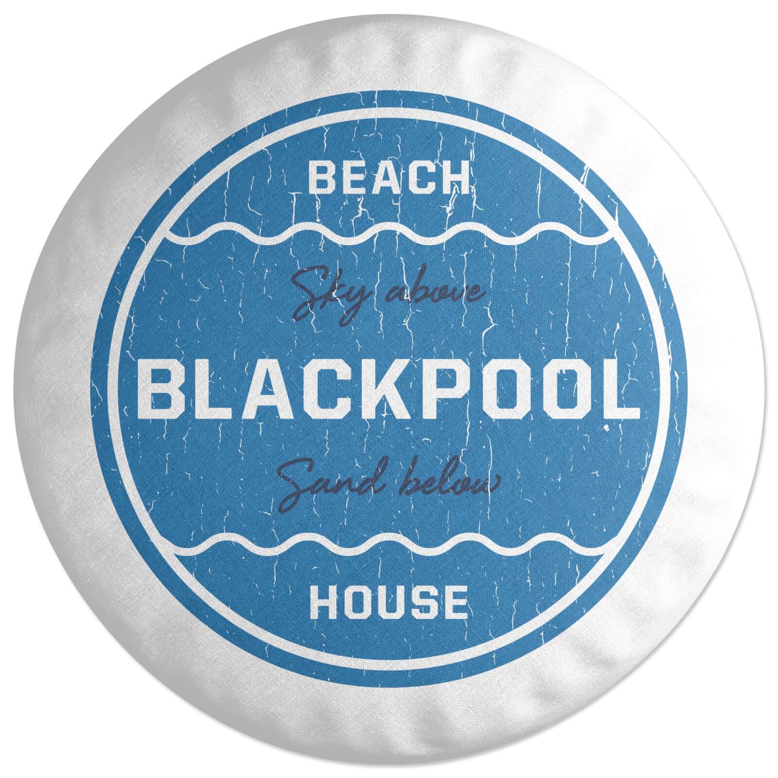 Blackpool Beach Badge Round Cushion