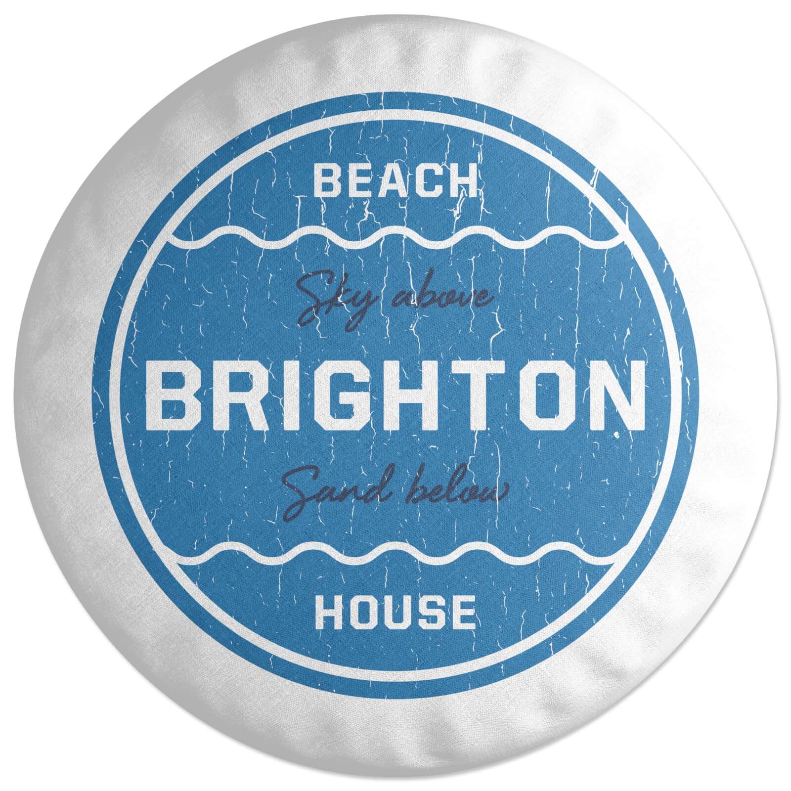 Brighton Beach Badge Round Cushion