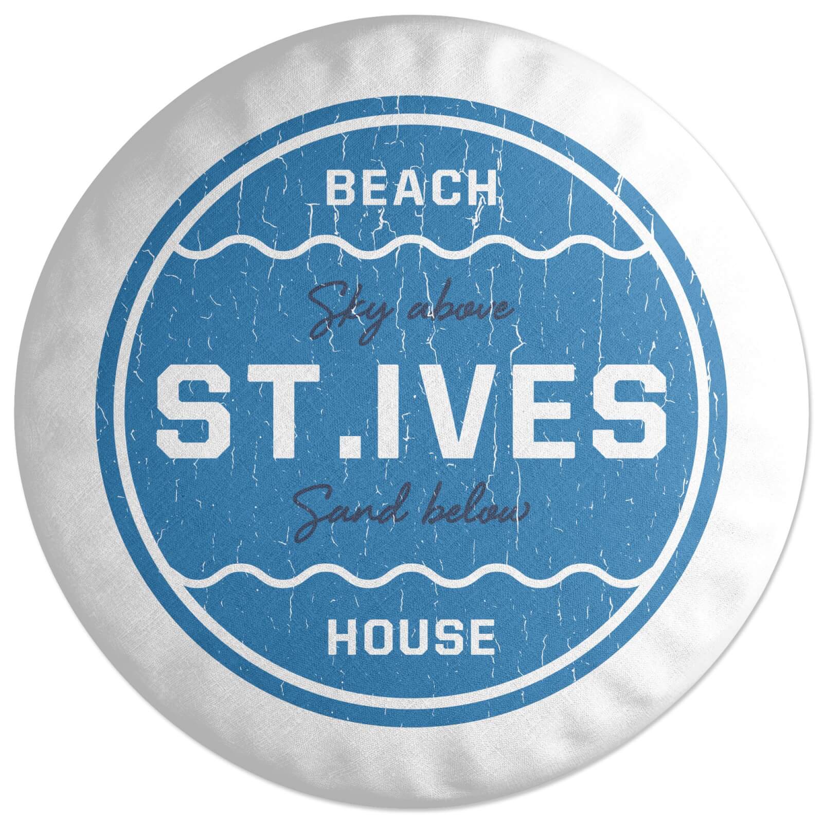 St.Ive's Beach Badge Round Cushion