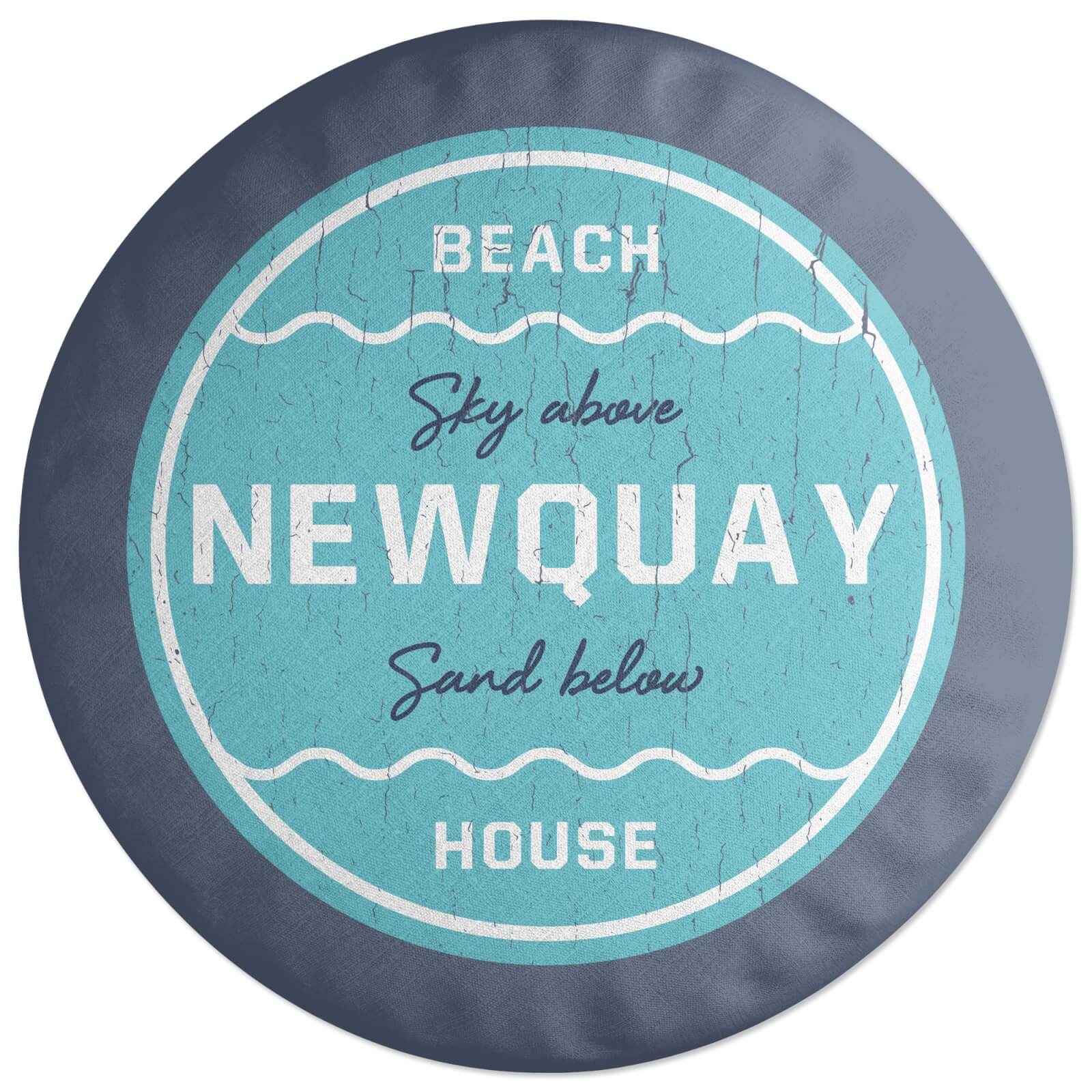Newquay Beach Badge Round Cushion