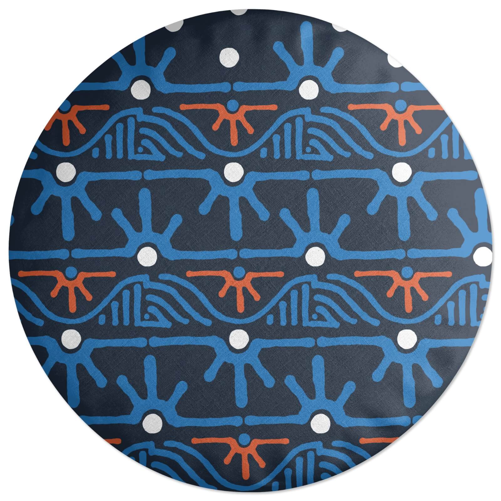 Abstract Tribal Landscape Pattern Round Cushion
