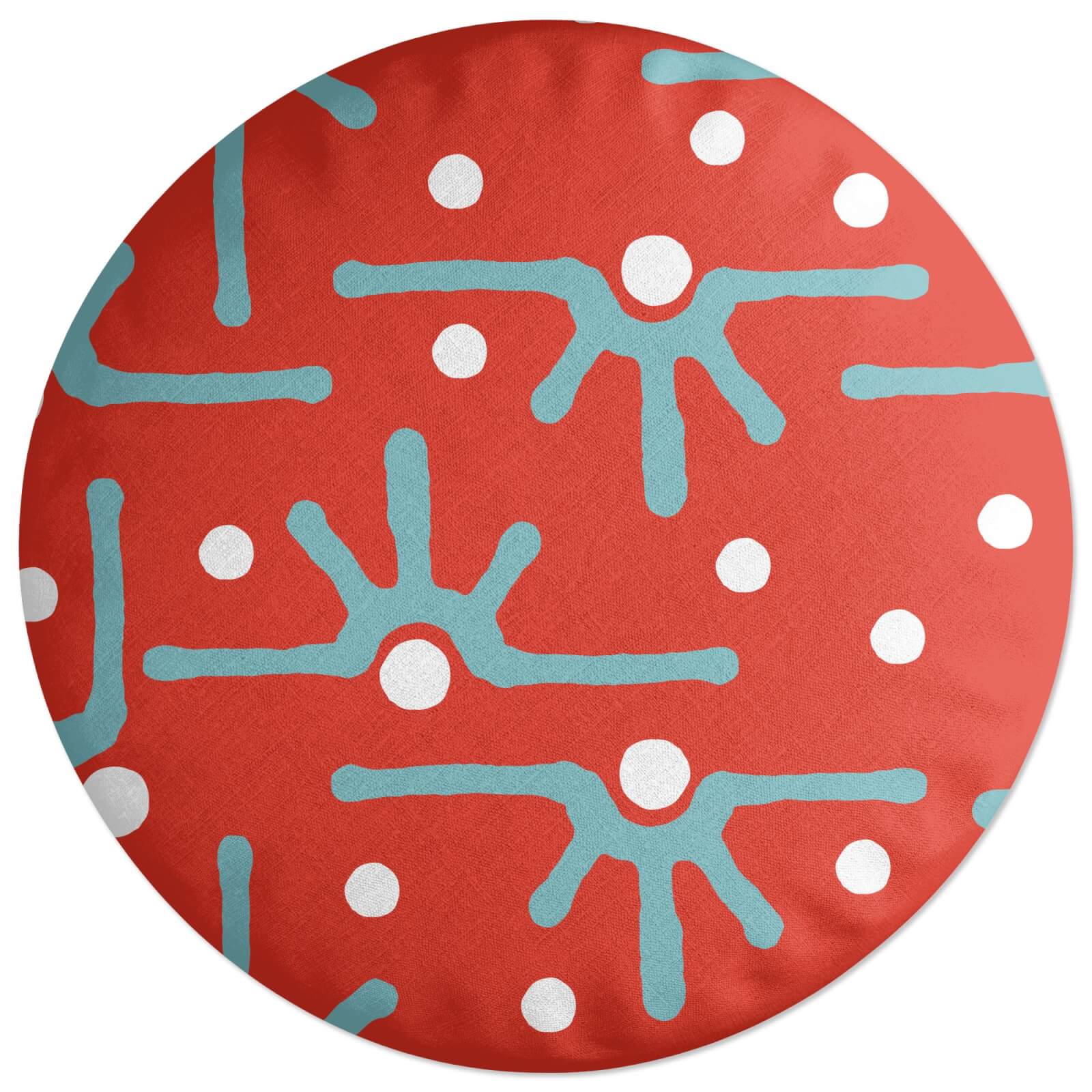 Abstract Tribal Red Pattern Round Cushion