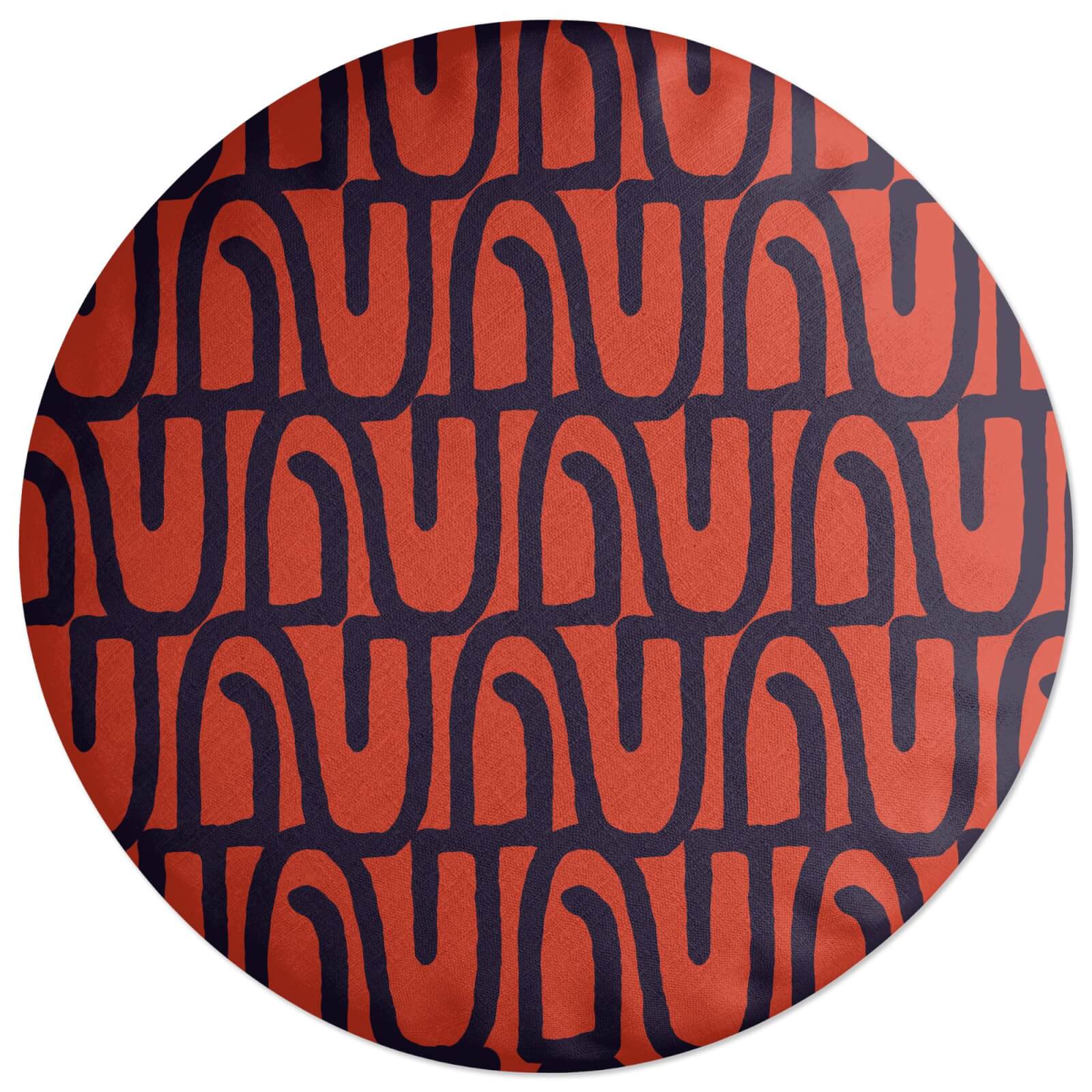 Abstract Tribal Red & Navy Pattern Round Cushion
