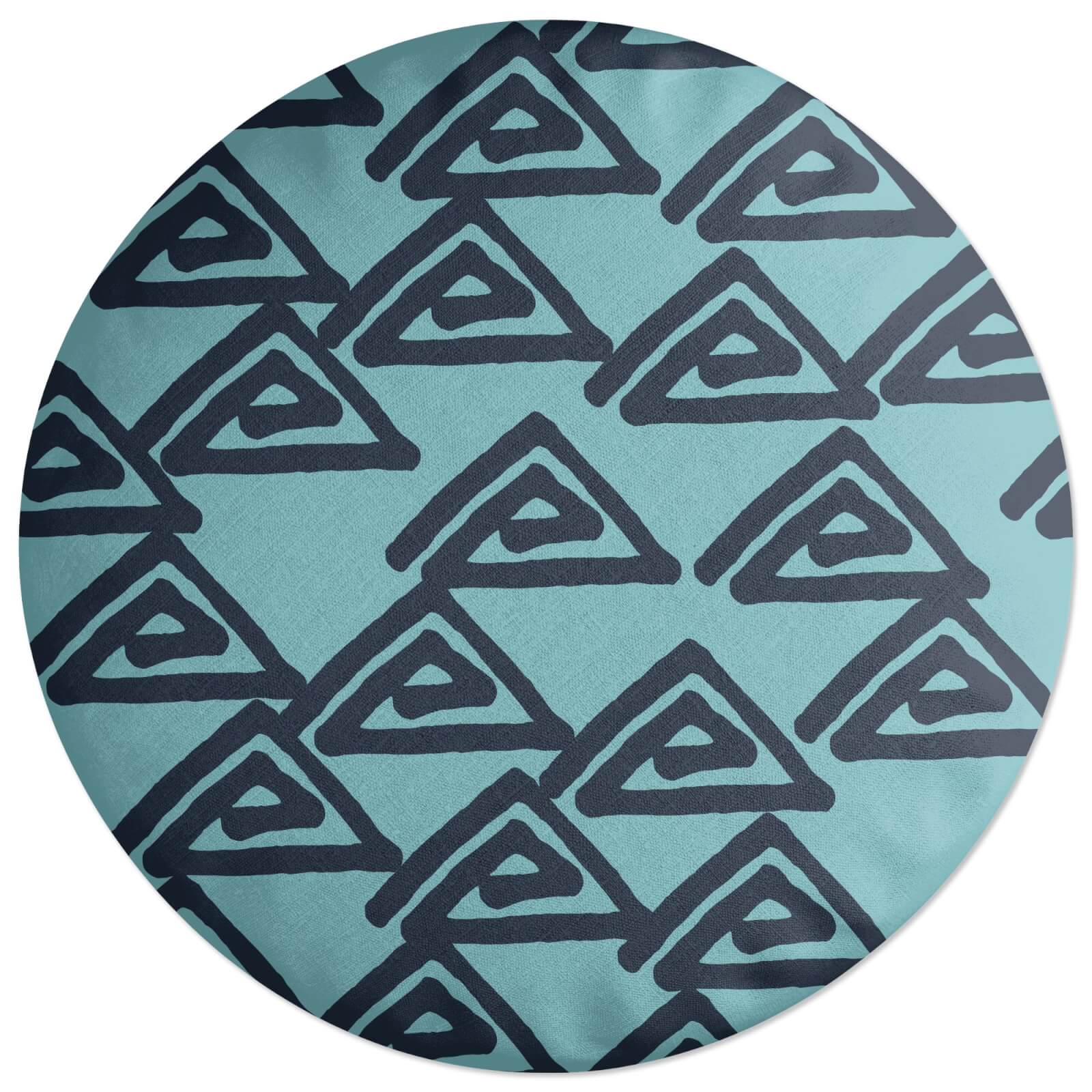 Abstract Tribal Triangular Pattern Round Cushion