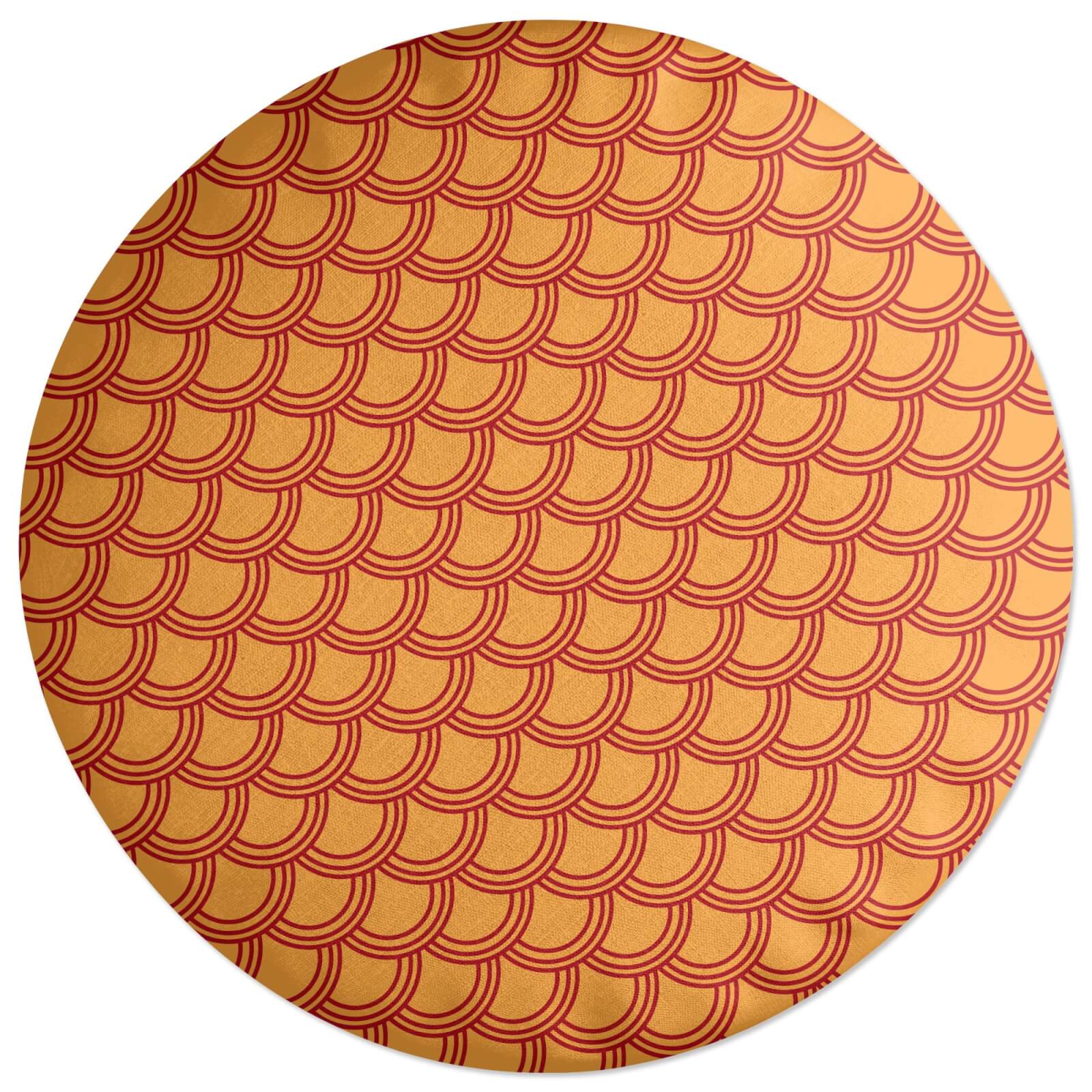 Chinese Pattern Yellow & Red Round Cushion