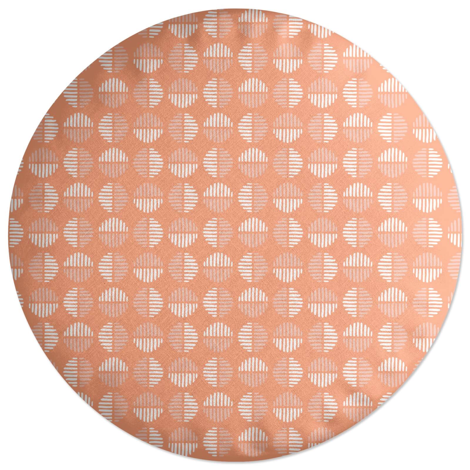 Retro Peach Circles Round Cushion