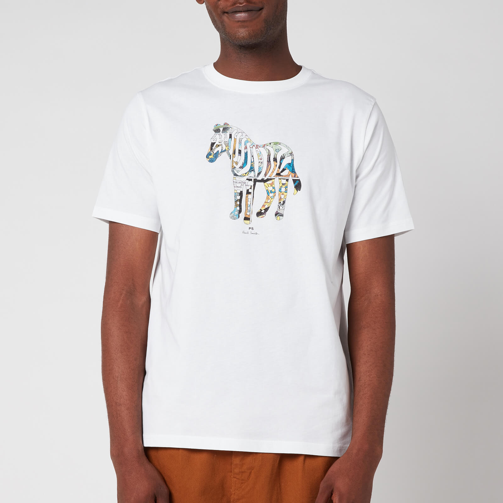 PS Paul Smith Men's Regular Fit Multi Colour Zebra T-Shirt - White - M