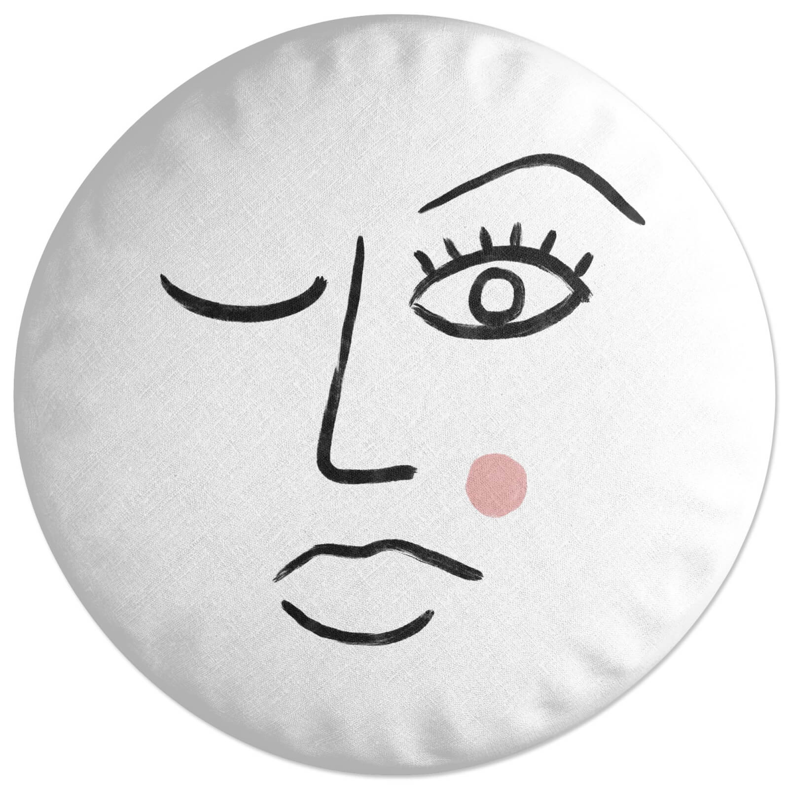 Blushing Abstract Face Round Cushion