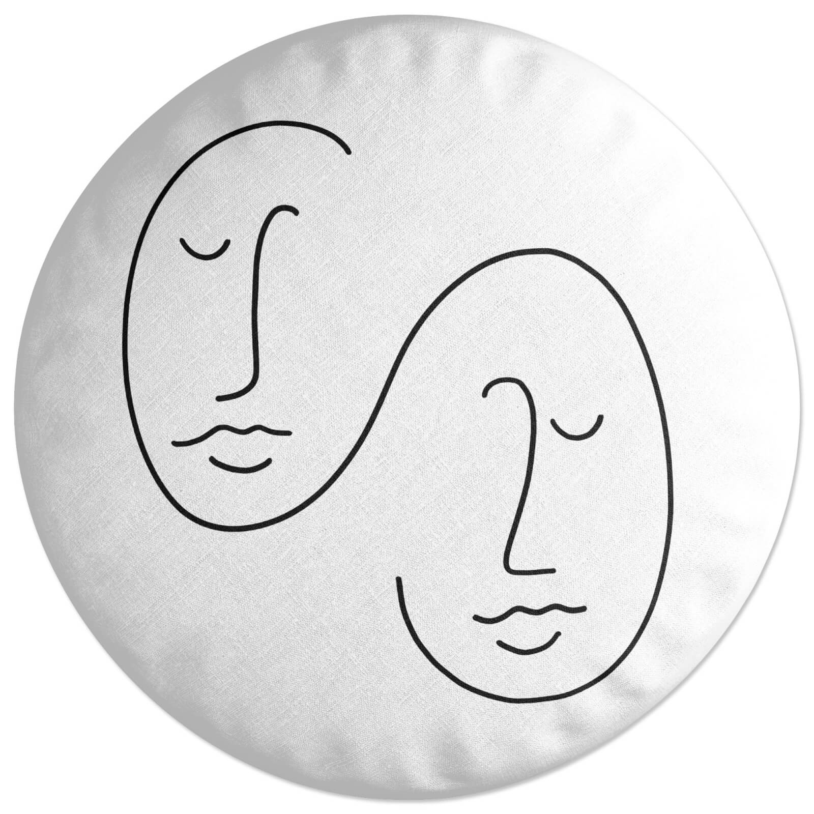 Double Abstract Face Round Cushion