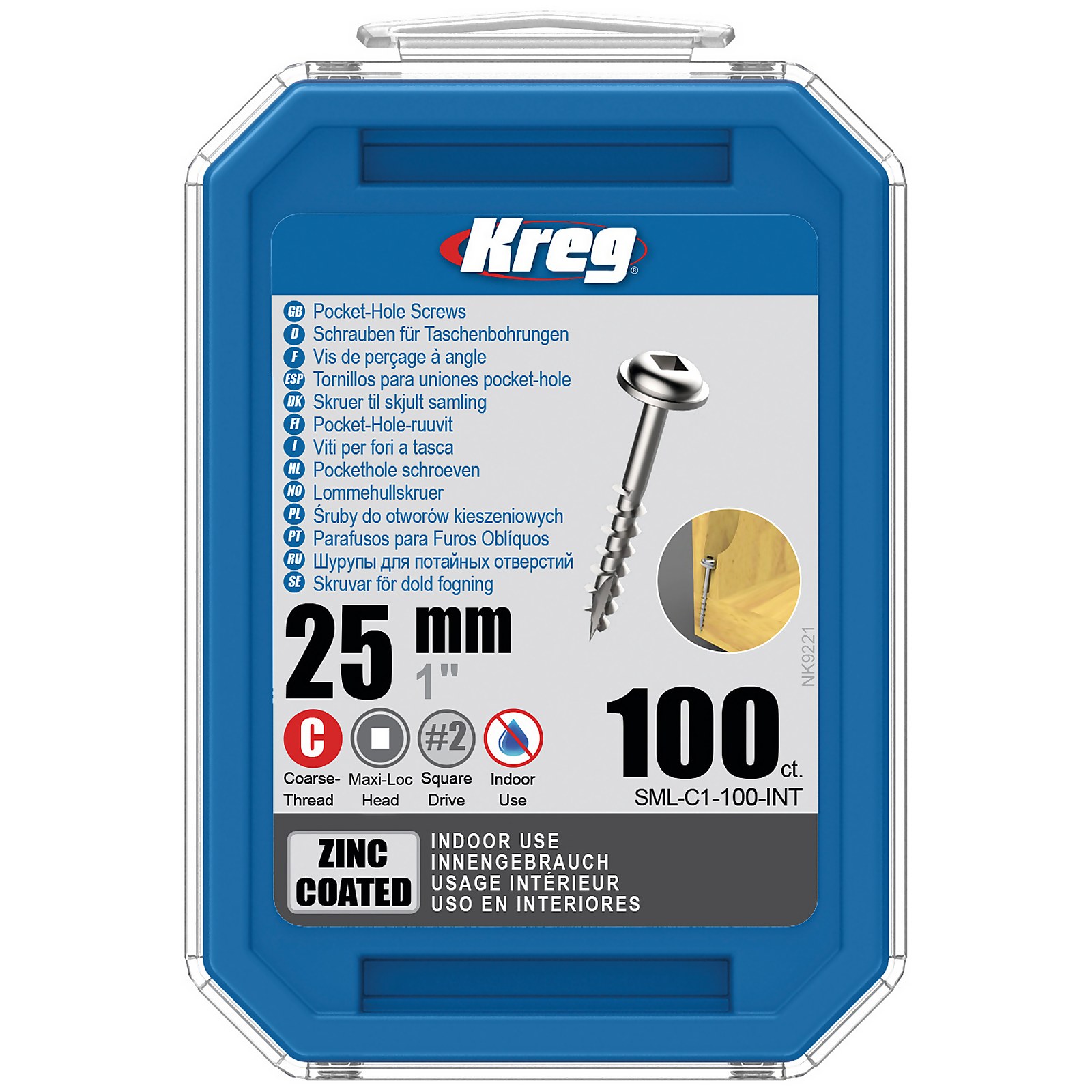 Photo of Kreg Sml-c1-100-eur Zinc Pocket-hole Screws - 25mm / 1.00 - #8 Coarse-thread- Maxi-loc - 100 Pack