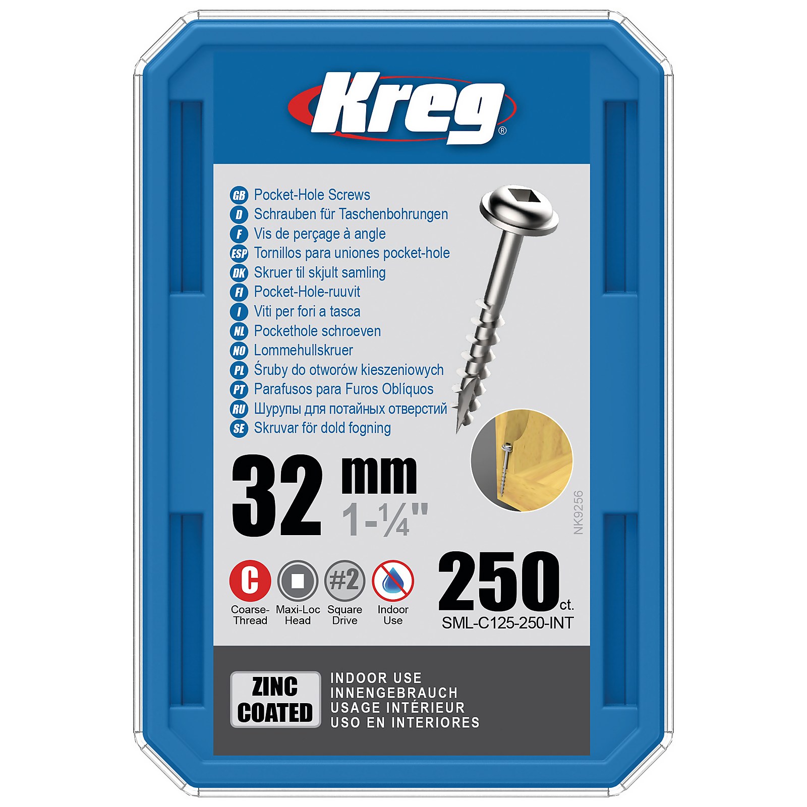 Photo of Kreg Sml-c125-250-eur Zinc Pocket-hole Screws - 32mm / 1.25 - #8 Coarse-thread- Maxi-loc - 250 Pack