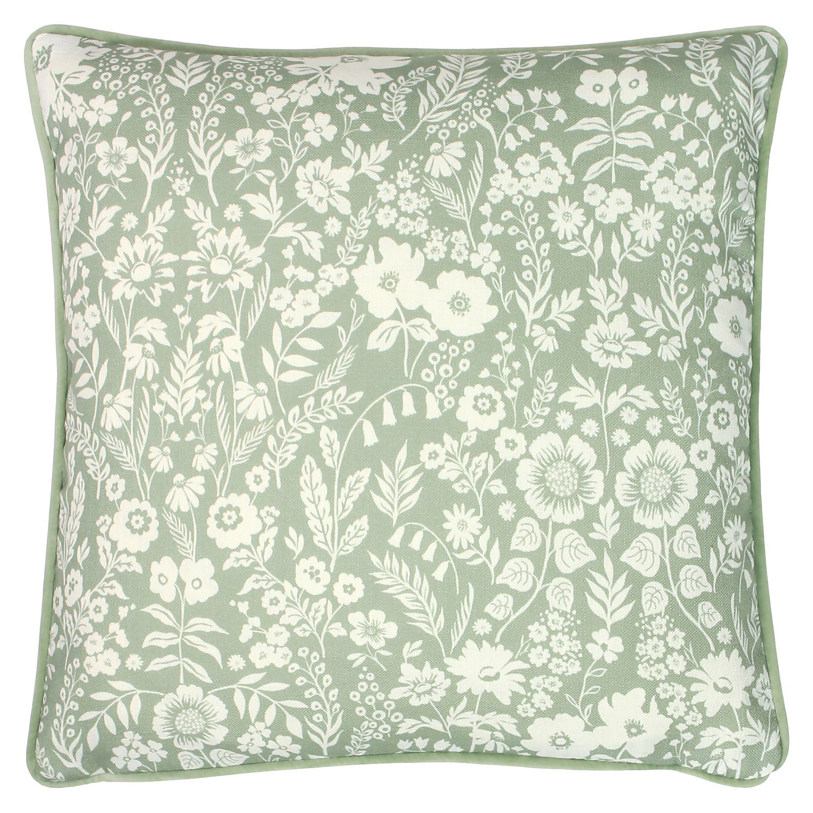 Photo of Floral Meadow Cushion - 43x43cm - Sage