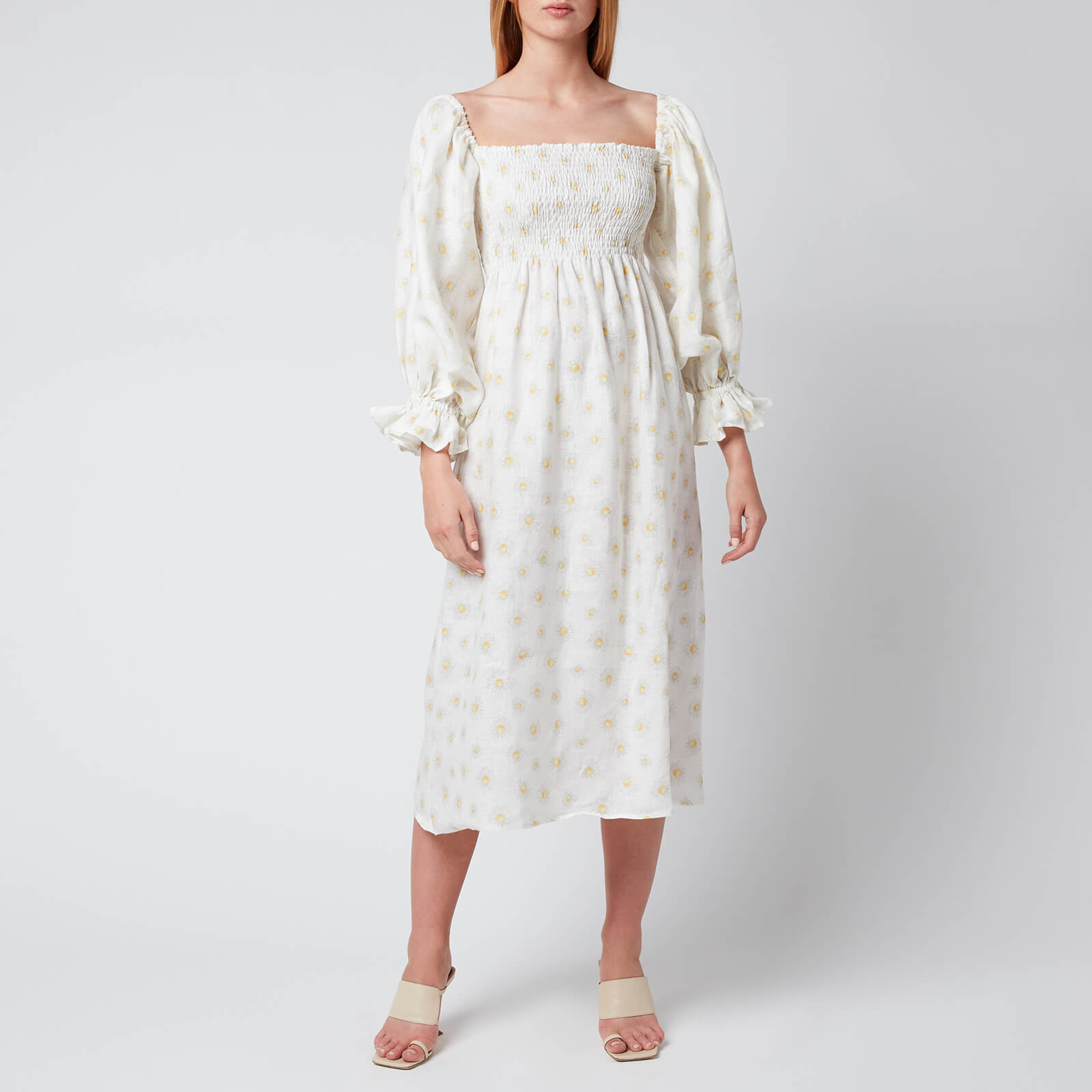 Sleeper Women's Atlanta Linen Dress - White & Yellow - XS