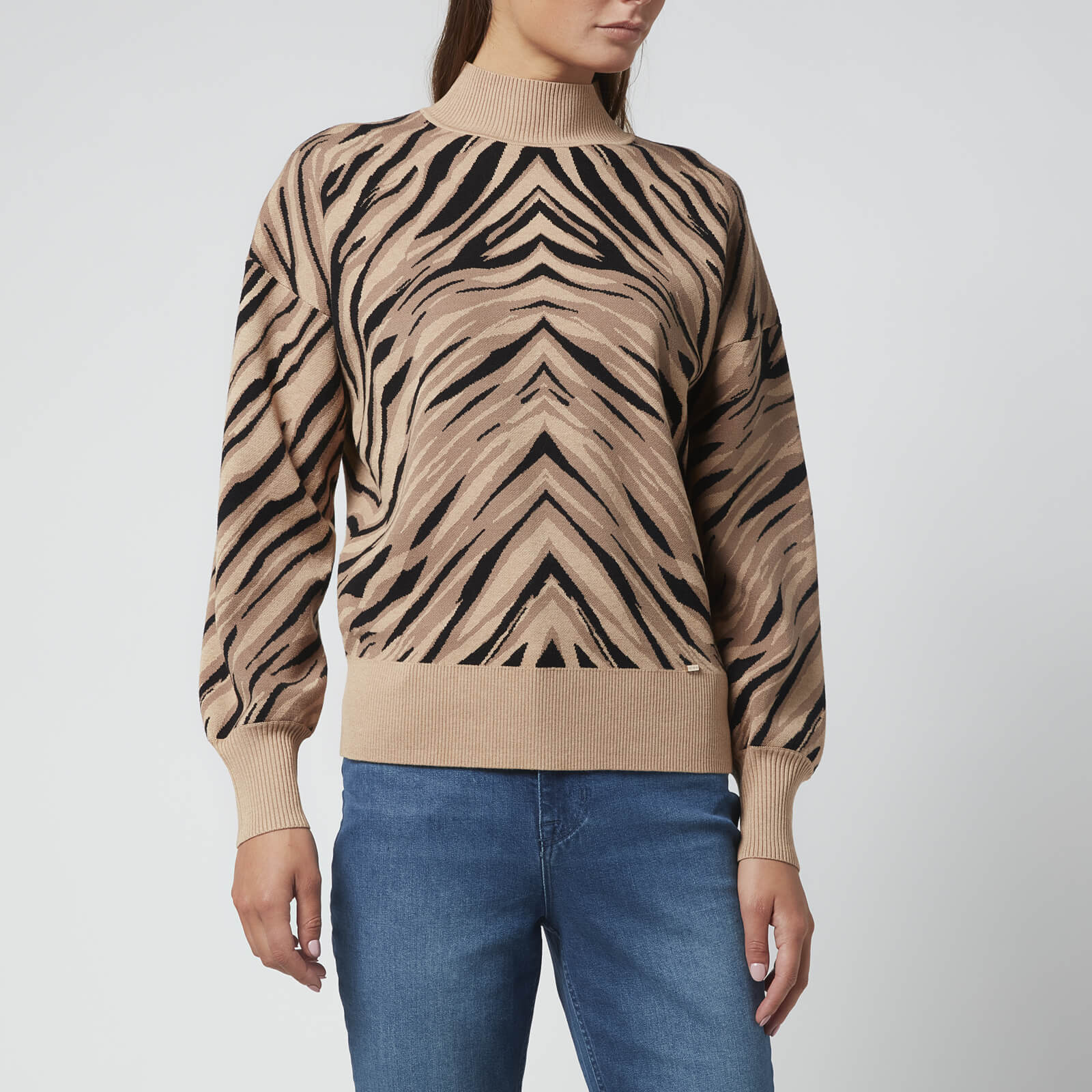 ted baker women's panthia animal stripe sweater - natural - uk 12
