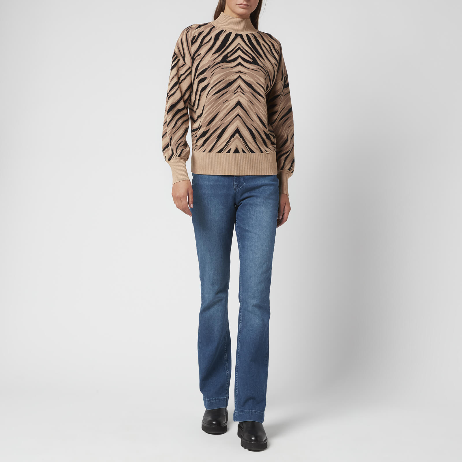 ted baker women's panthia animal stripe sweater - natural - uk 12