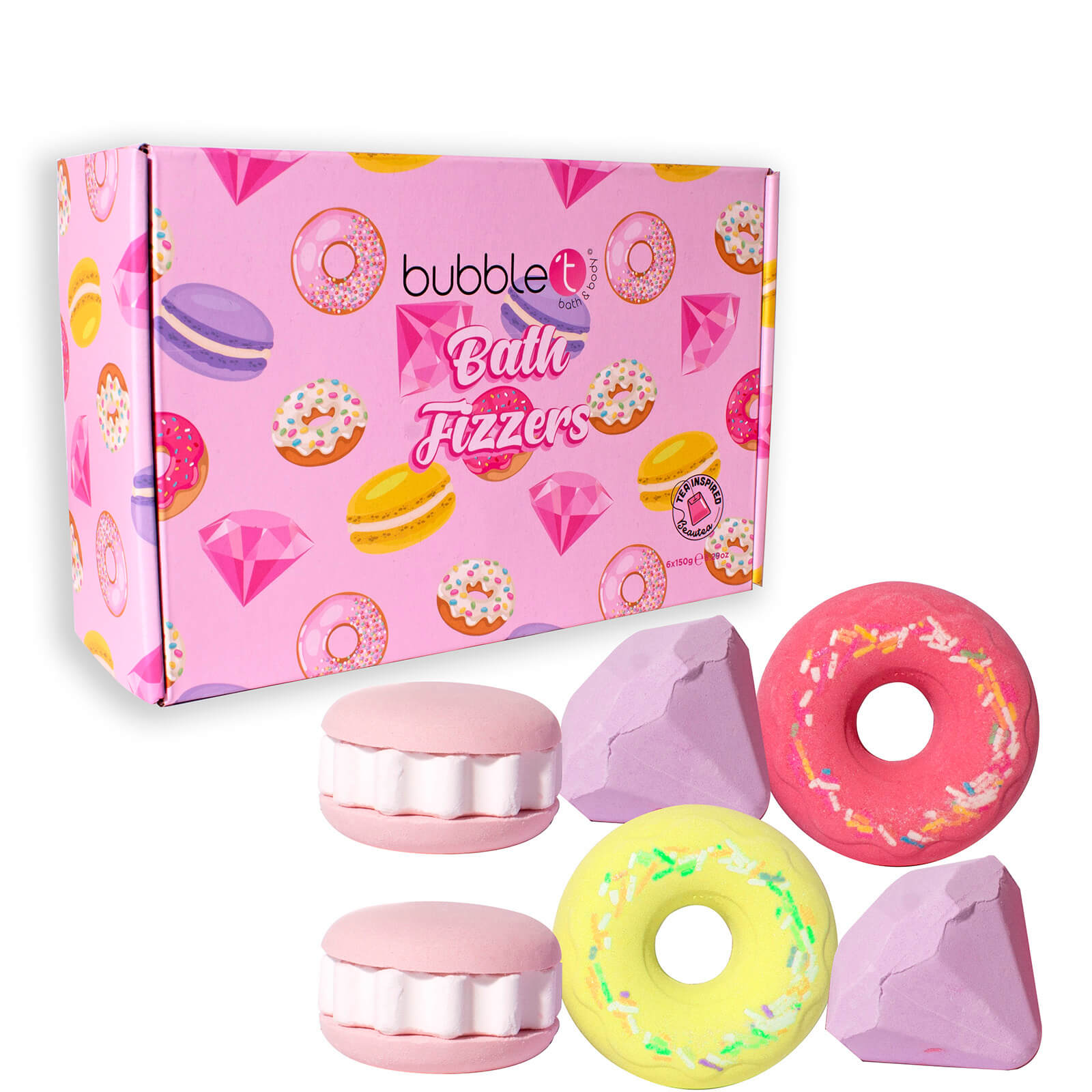 

Bubble T Donut, Diamond and Macaron Bath Fizzer Gift Set
