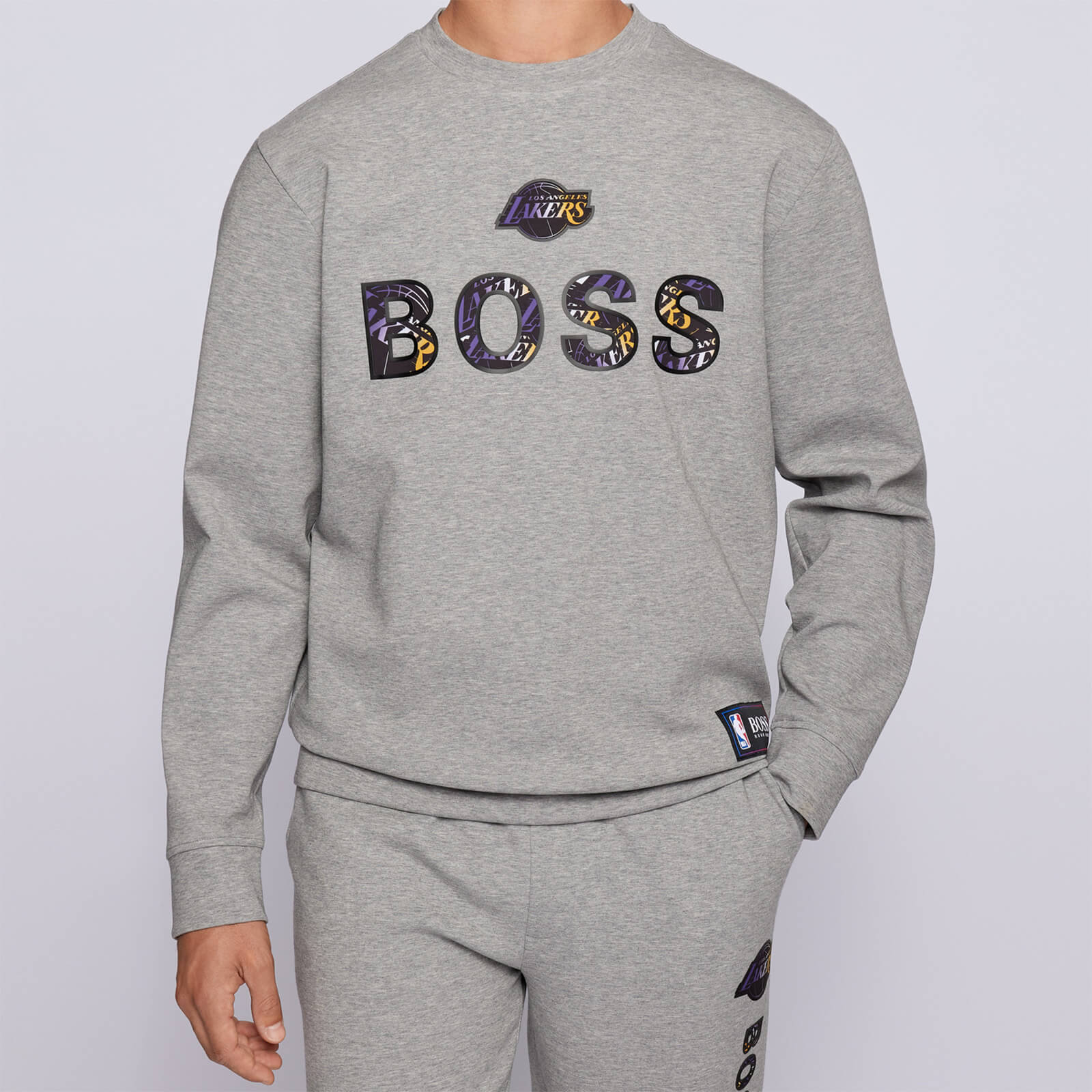 BOSS X NBA Men's Lakers Crewneck Sweatshirt - Medium Grey