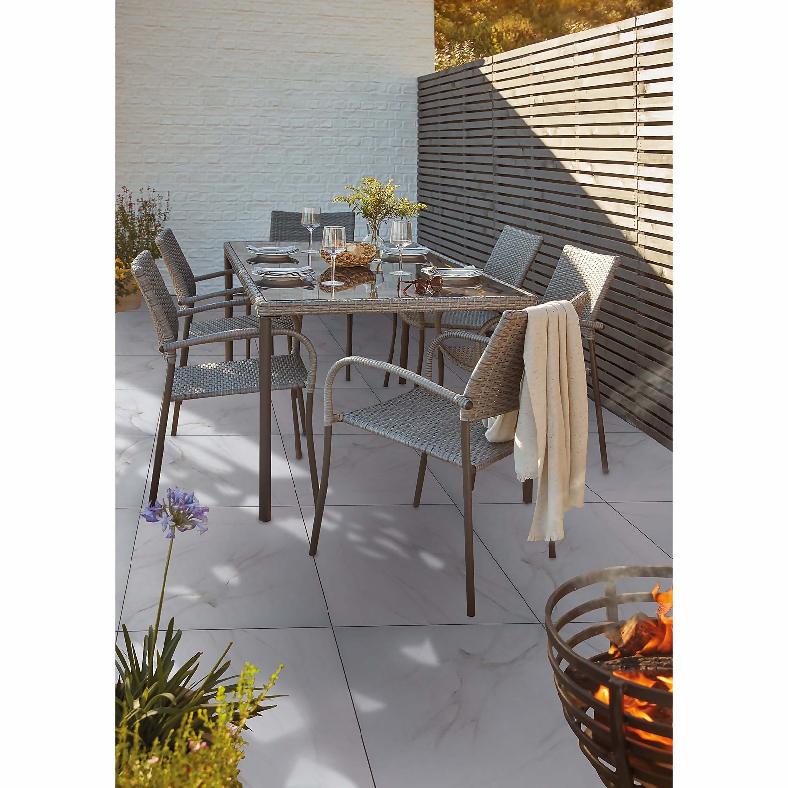 Photo of Calacatta Nexa Marble Stone Effect Porcelain Outdoor Tiles 60 X 60cm - Pack Of 2