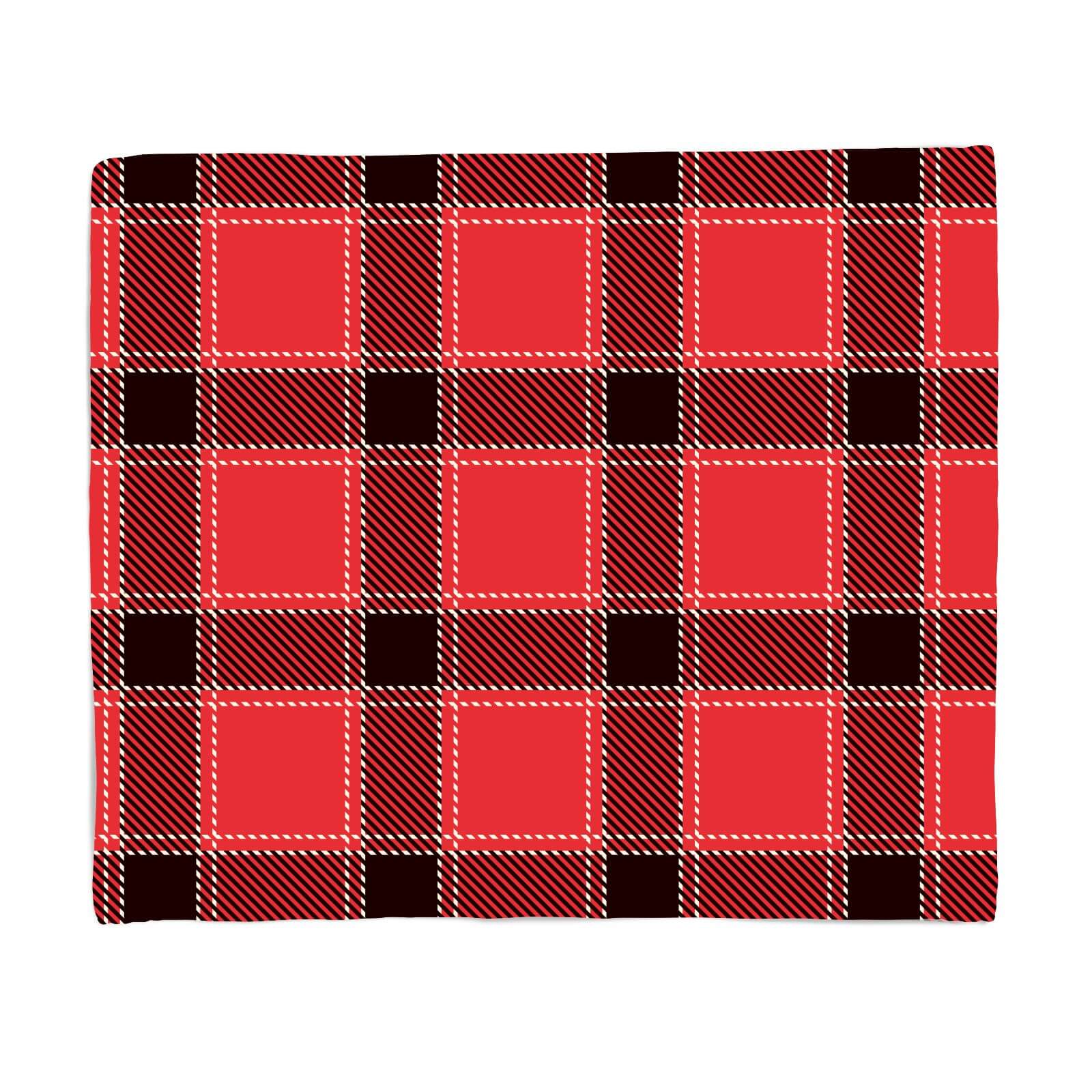 Red & Black Cross Tartan Fleece Blanket - S