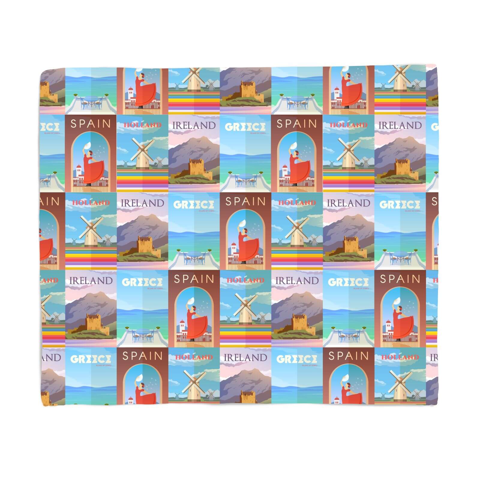 Travelling Around Europe Fleece Blanket - S