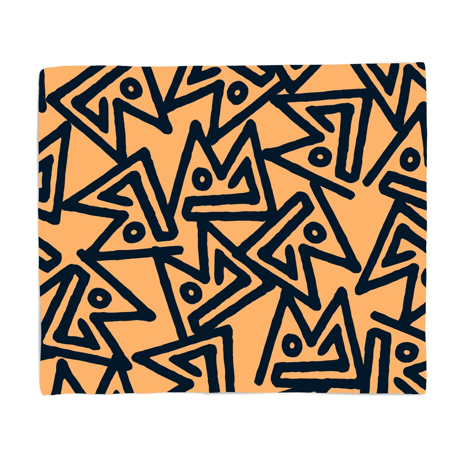 Abstract Tribal Triangular Pattern Fleece Blanket - S