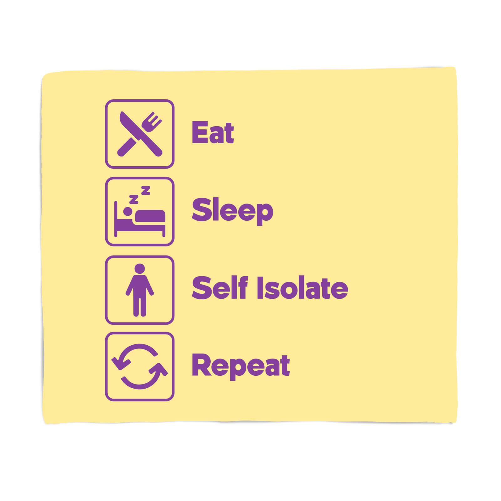 Mens Eat Sleep Self Isolate Repeat Fleece Blanket - S