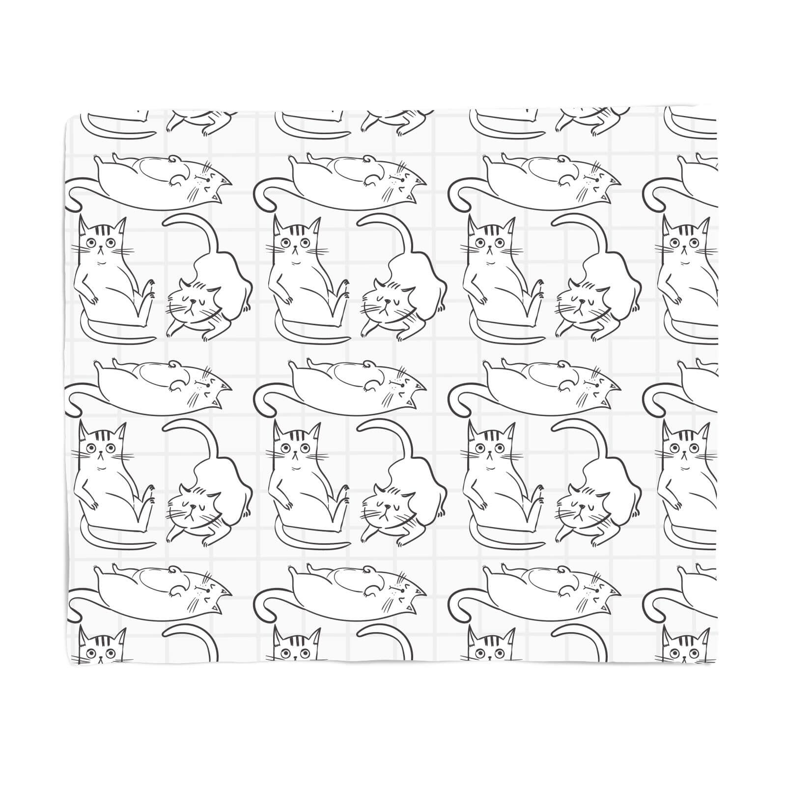 Cat Outline Pattern Fleece Blanket - S