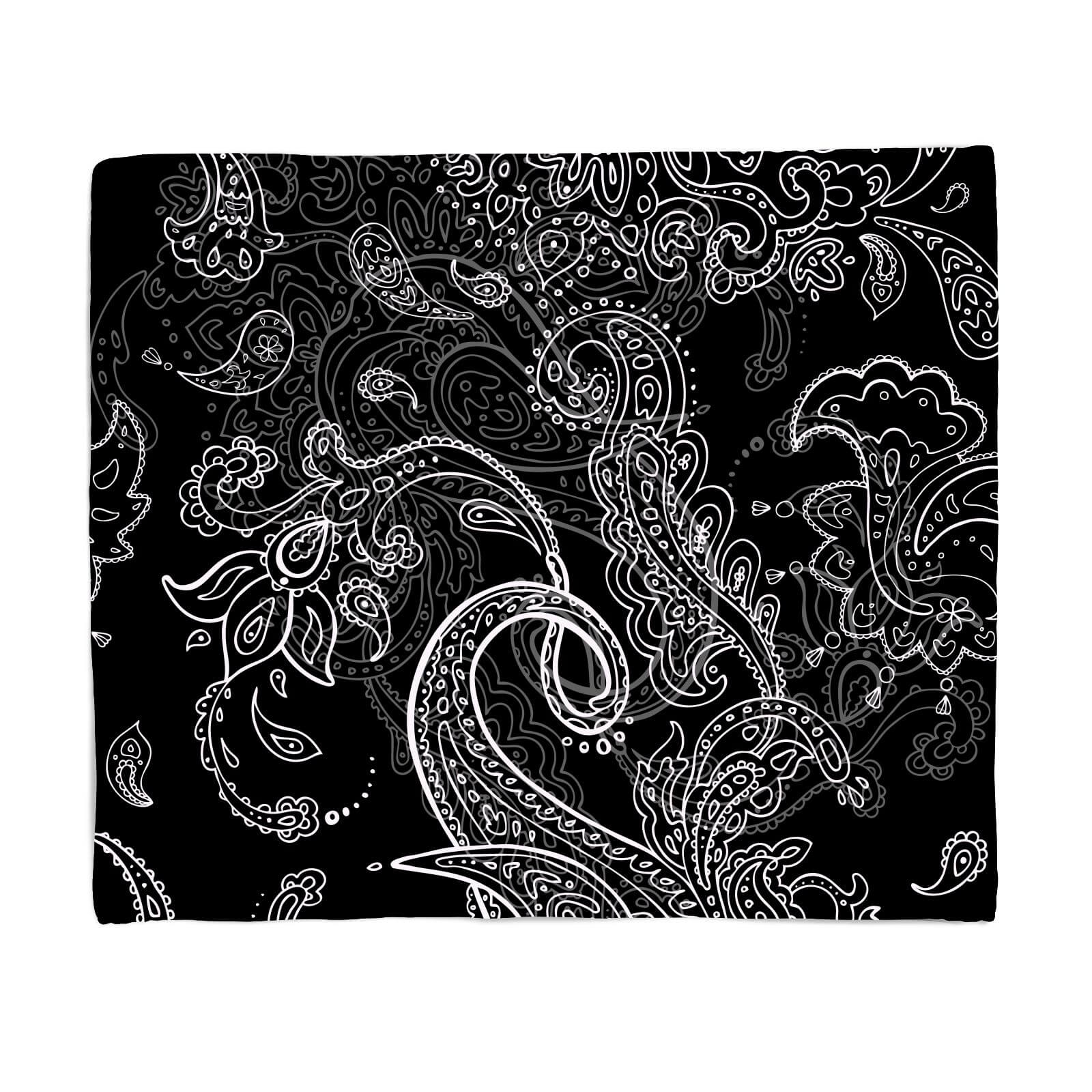 Monochrome Layered Paisley Fleece Blanket - S