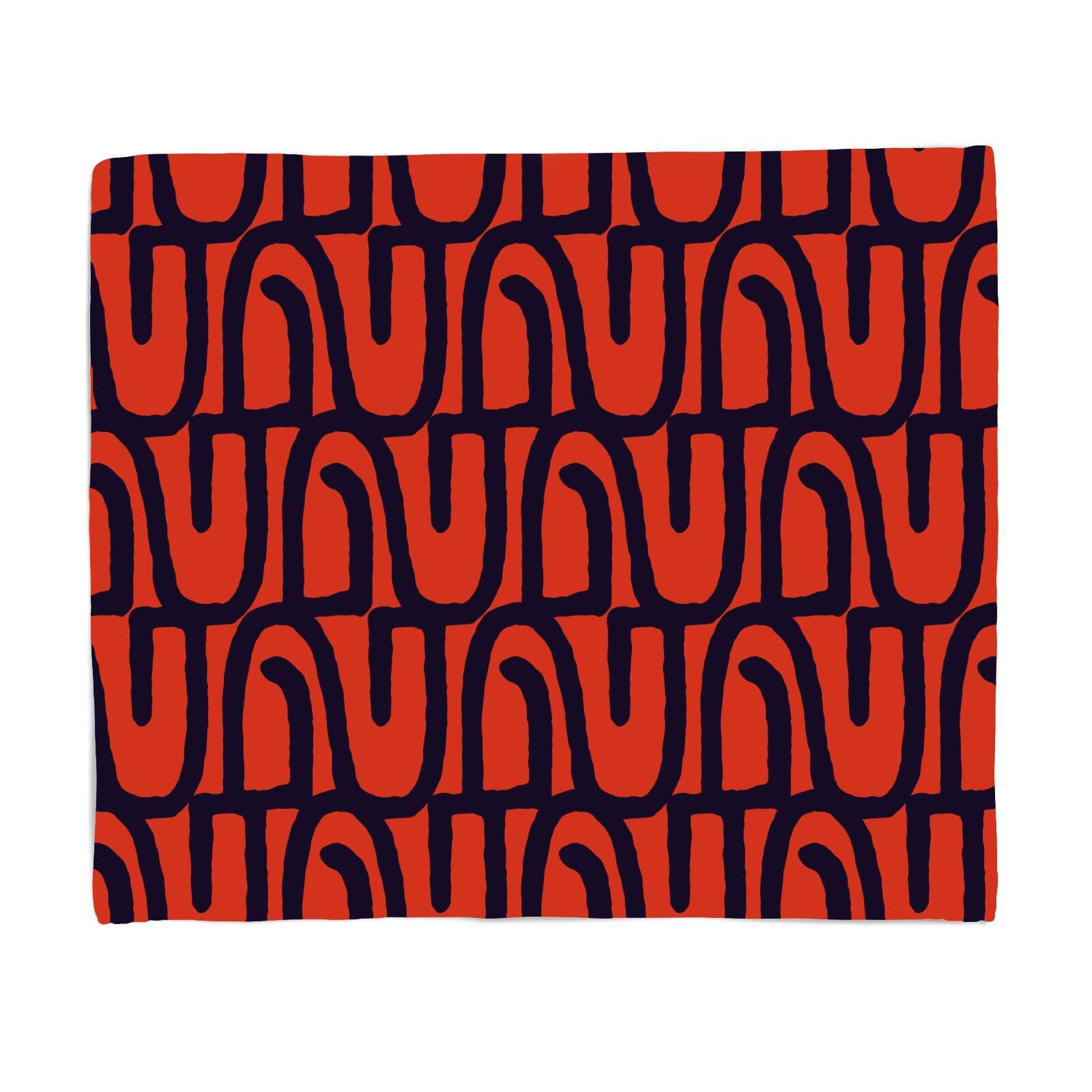 Abstract Tribal Red & Navy Pattern Fleece Blanket - S