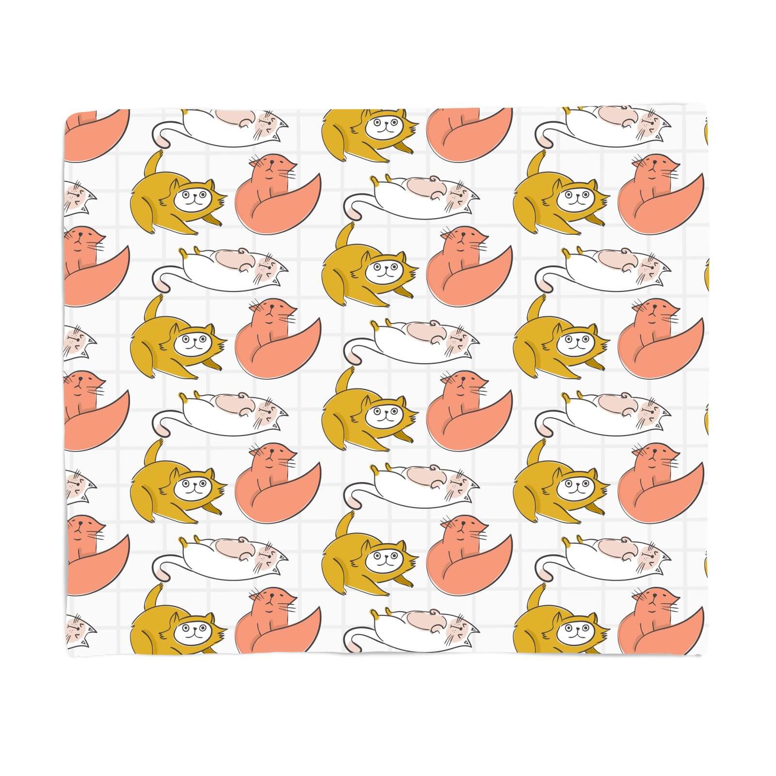 Cat Pattern Fleece Blanket - S