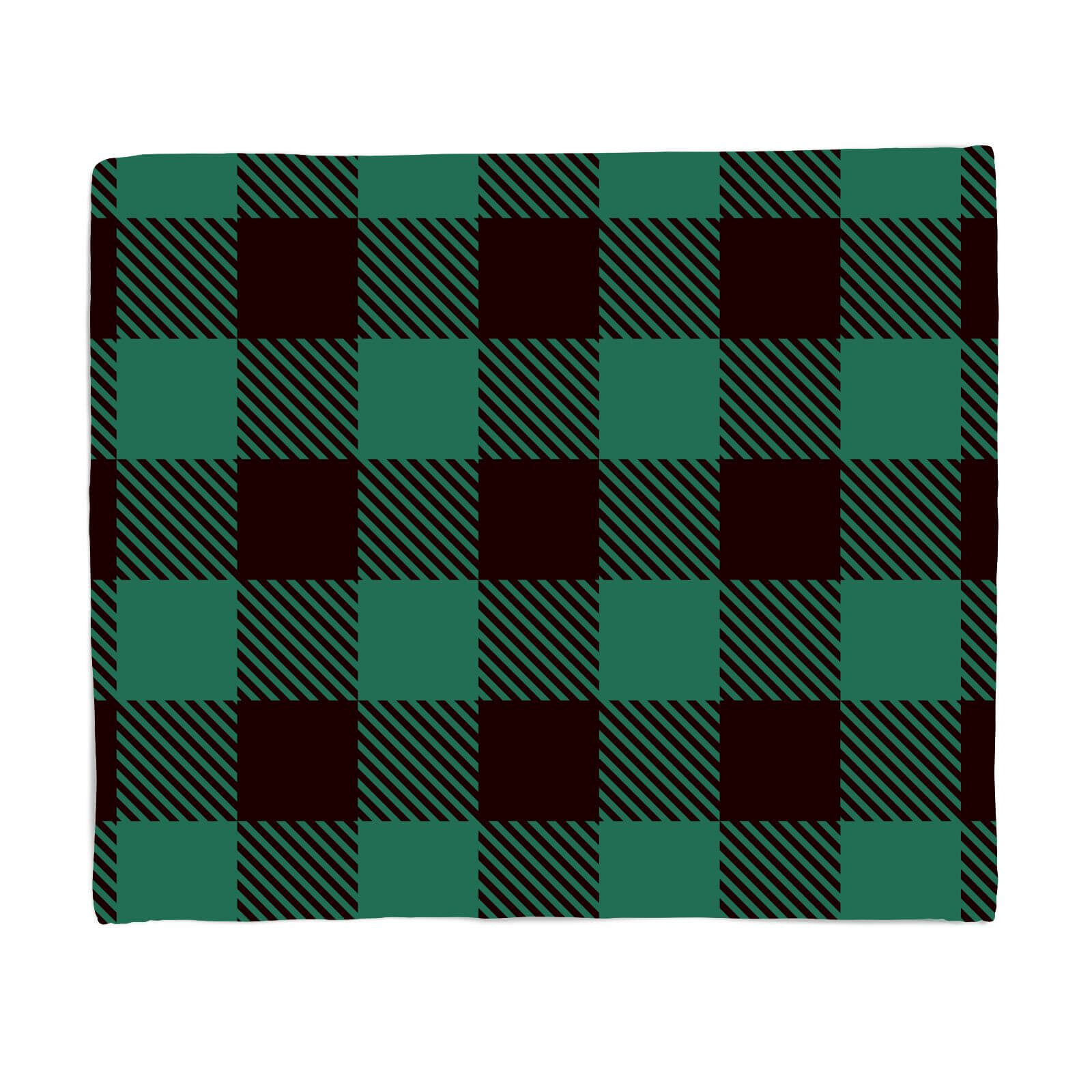 Green & Black Tartan Fleece Blanket - S