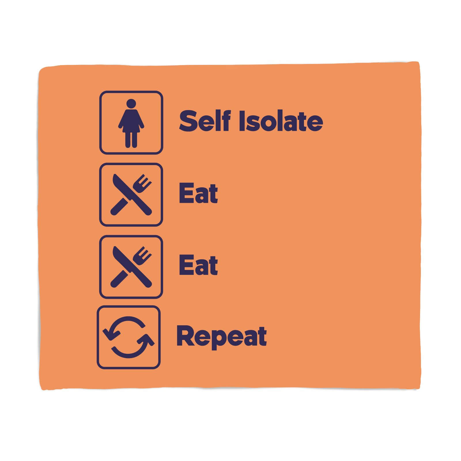 Ladies Self Isolate Eat Eat Repeat Fleece Blanket - S
