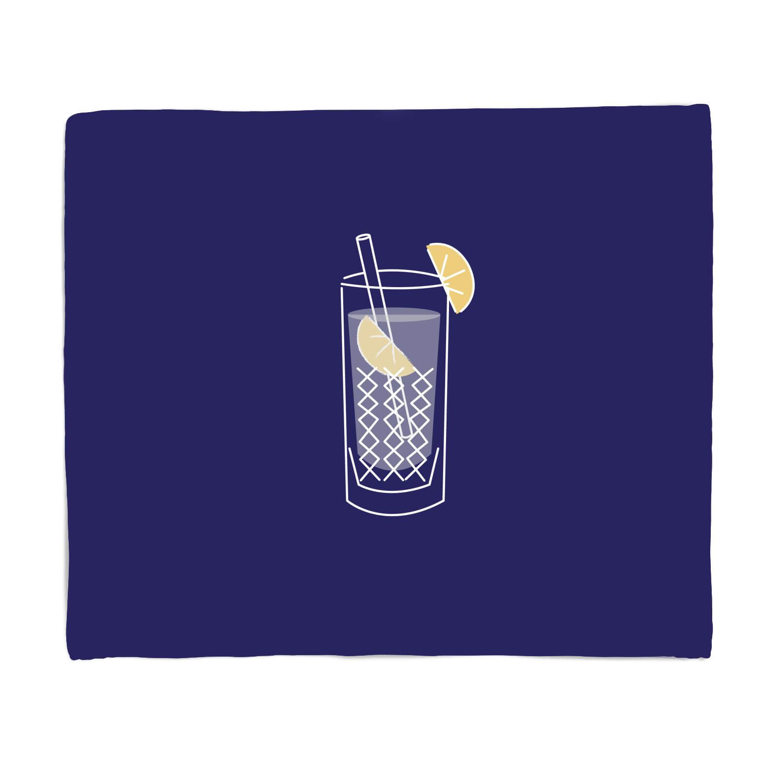 Gin Glass Blue Fleece Blanket - S