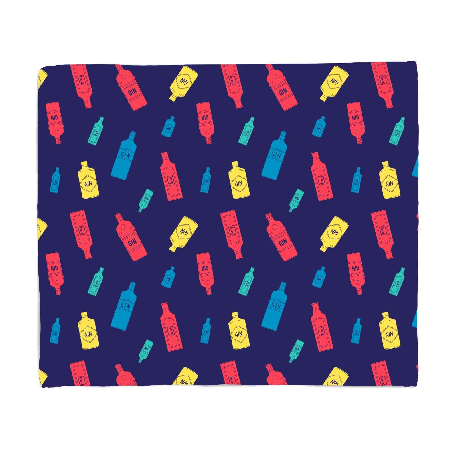 Gin Bottles Navy Fleece Blanket - S