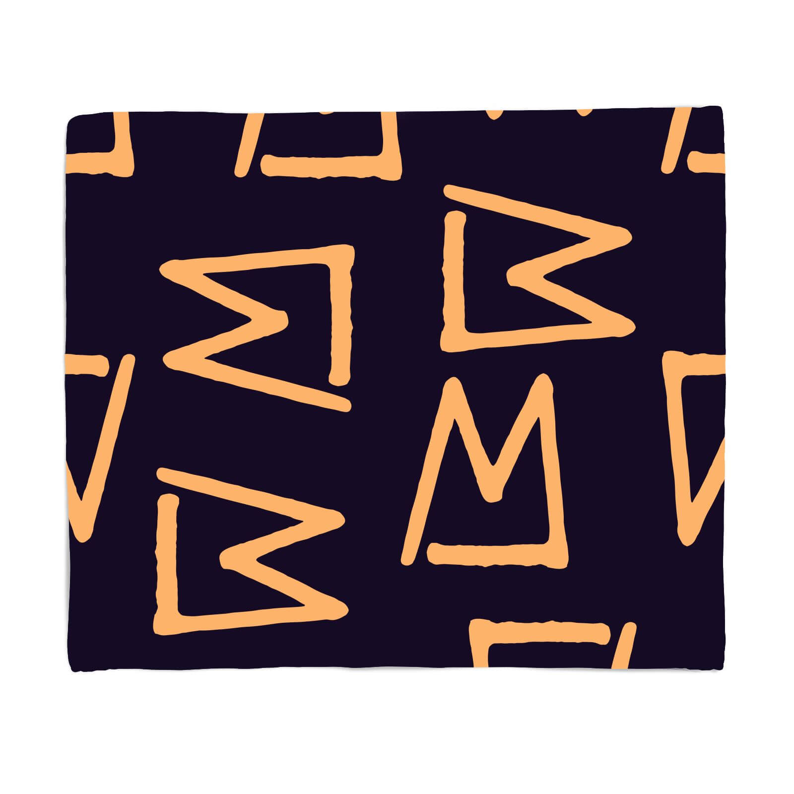 Abstract Tribal Blue & Cream Pattern Fleece Blanket - S