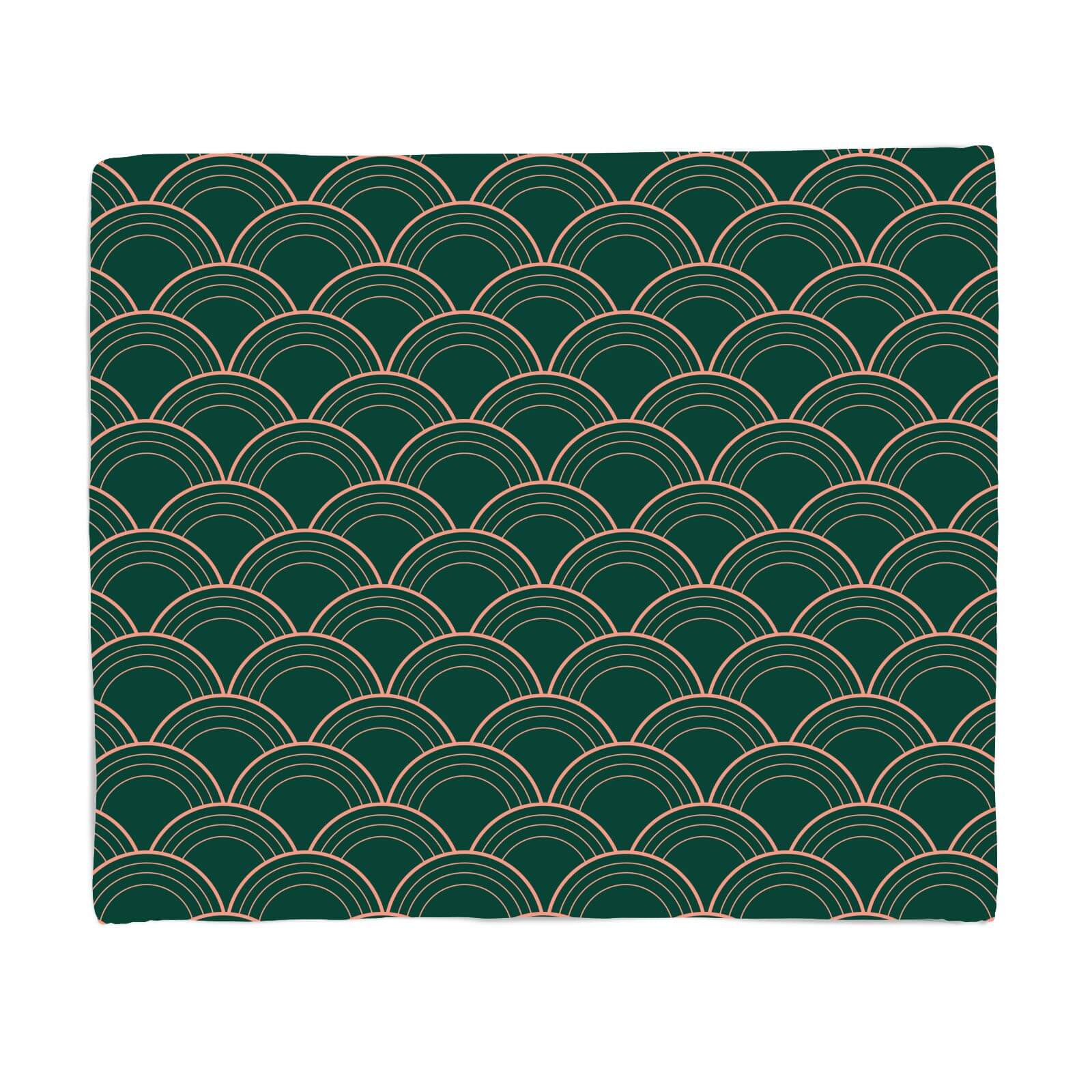 Chinese Fan Pattern Pink & Green Pattern Fleece Blanket - S