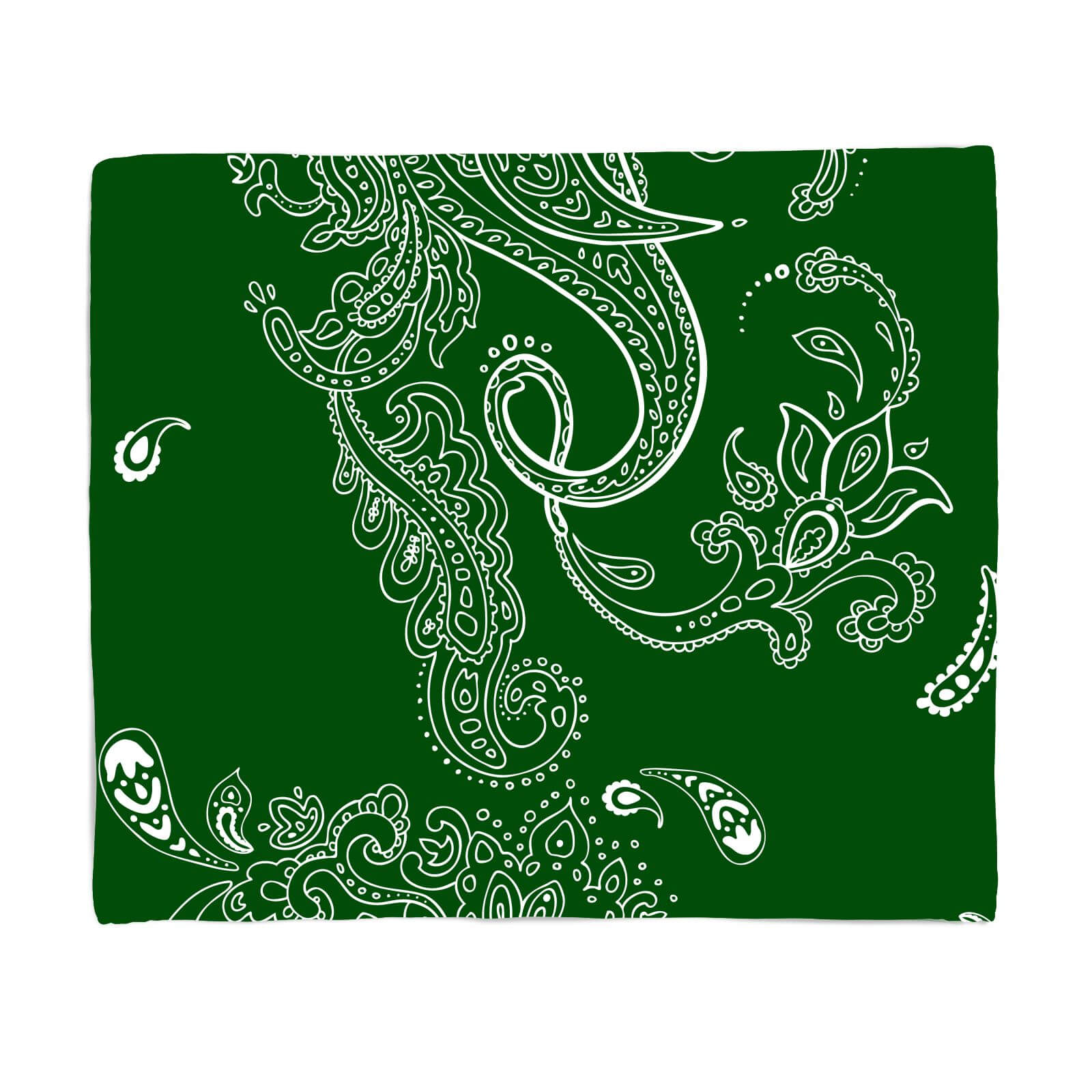 Dark Green Paisley Fleece Blanket - S