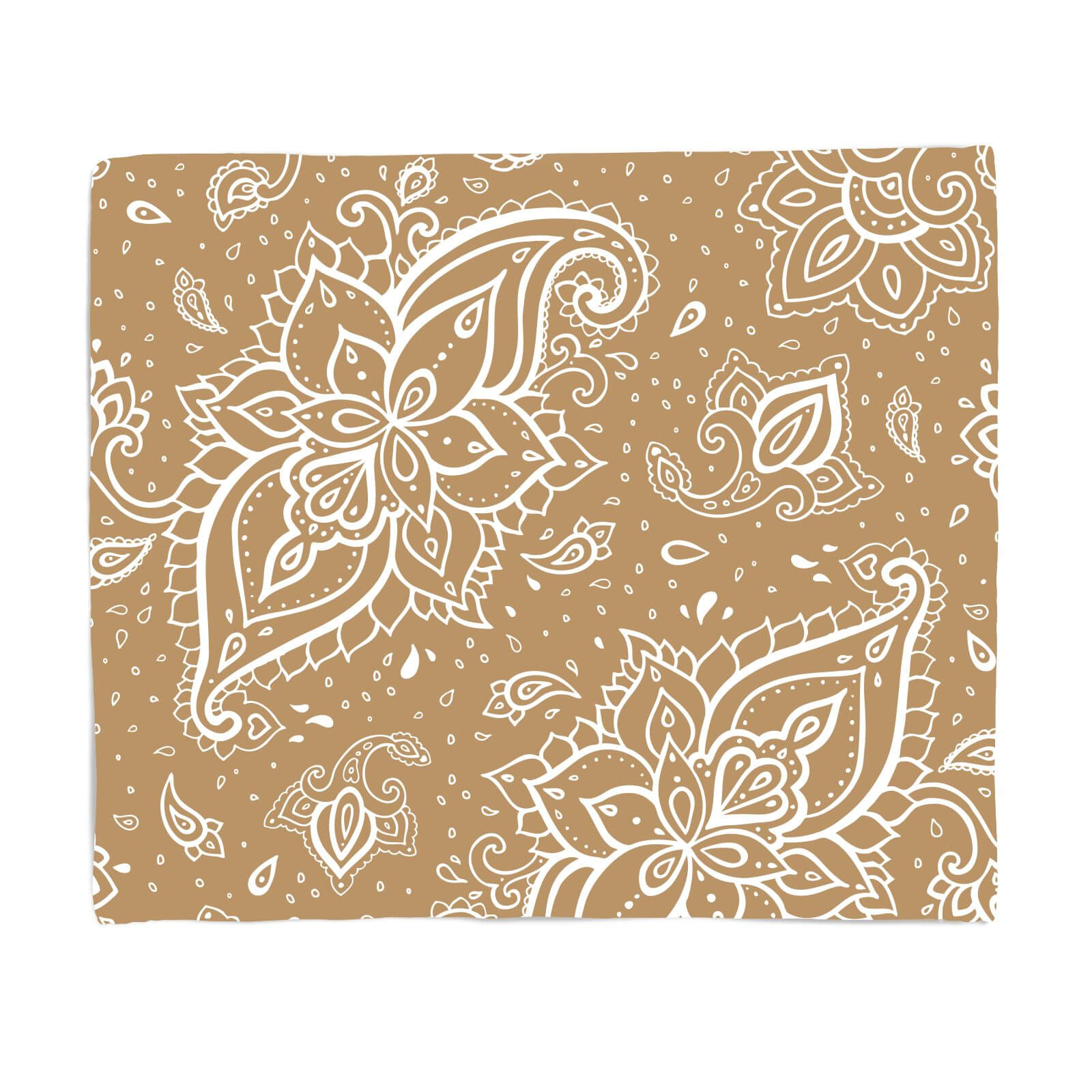Dark Beige Paisley Fleece Blanket - S